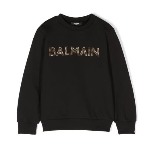 Balmain Logo-embellished Cotton Sweatshirt In Black