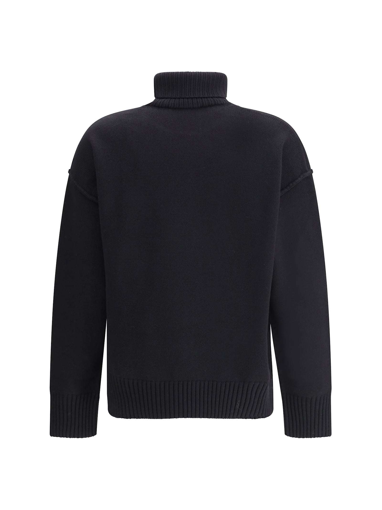 Ami Alexandre Mattiussi Ami De Caur Virgin Wool Turtleneck Sweater In Black