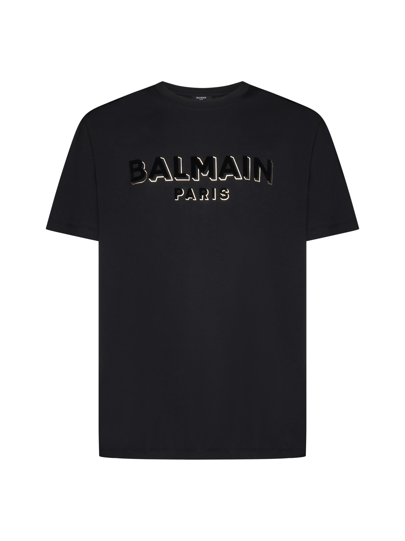 Shop Balmain T-shirt In Noir/noir/or Ego