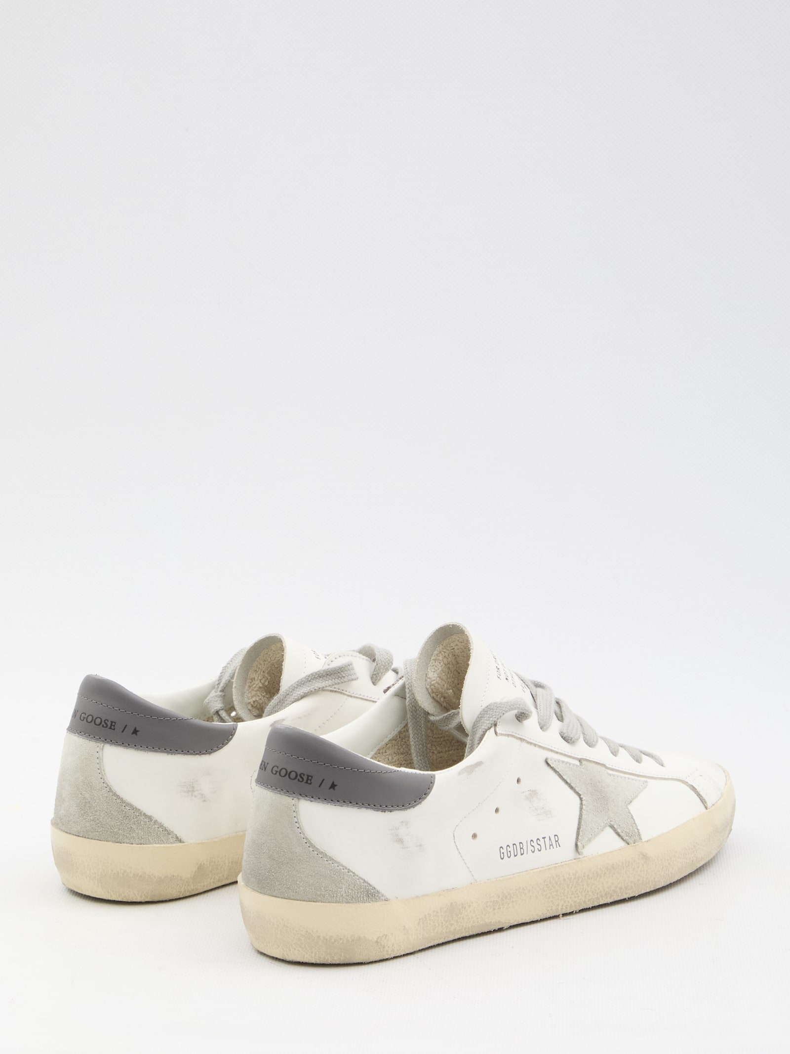 Golden Goose Men Super Star Leather Upper And Heel Suede Star And Spur In White