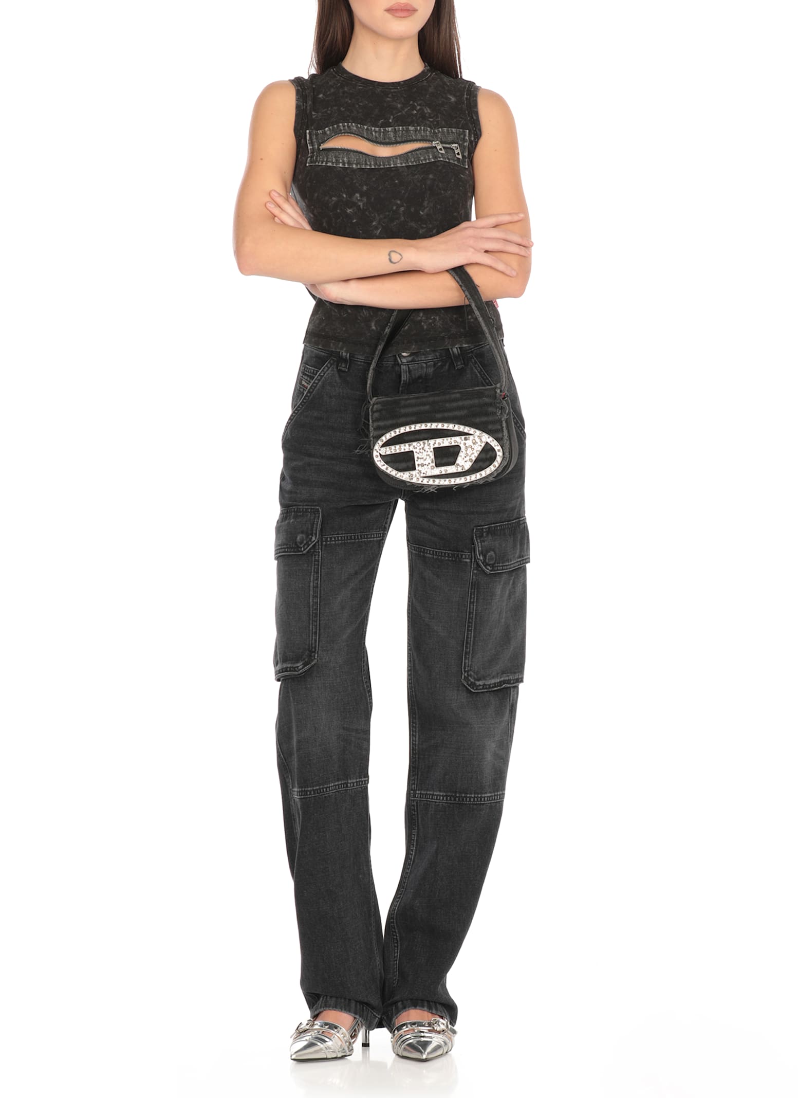 Diesel Sleeveless Top With Zip Detail