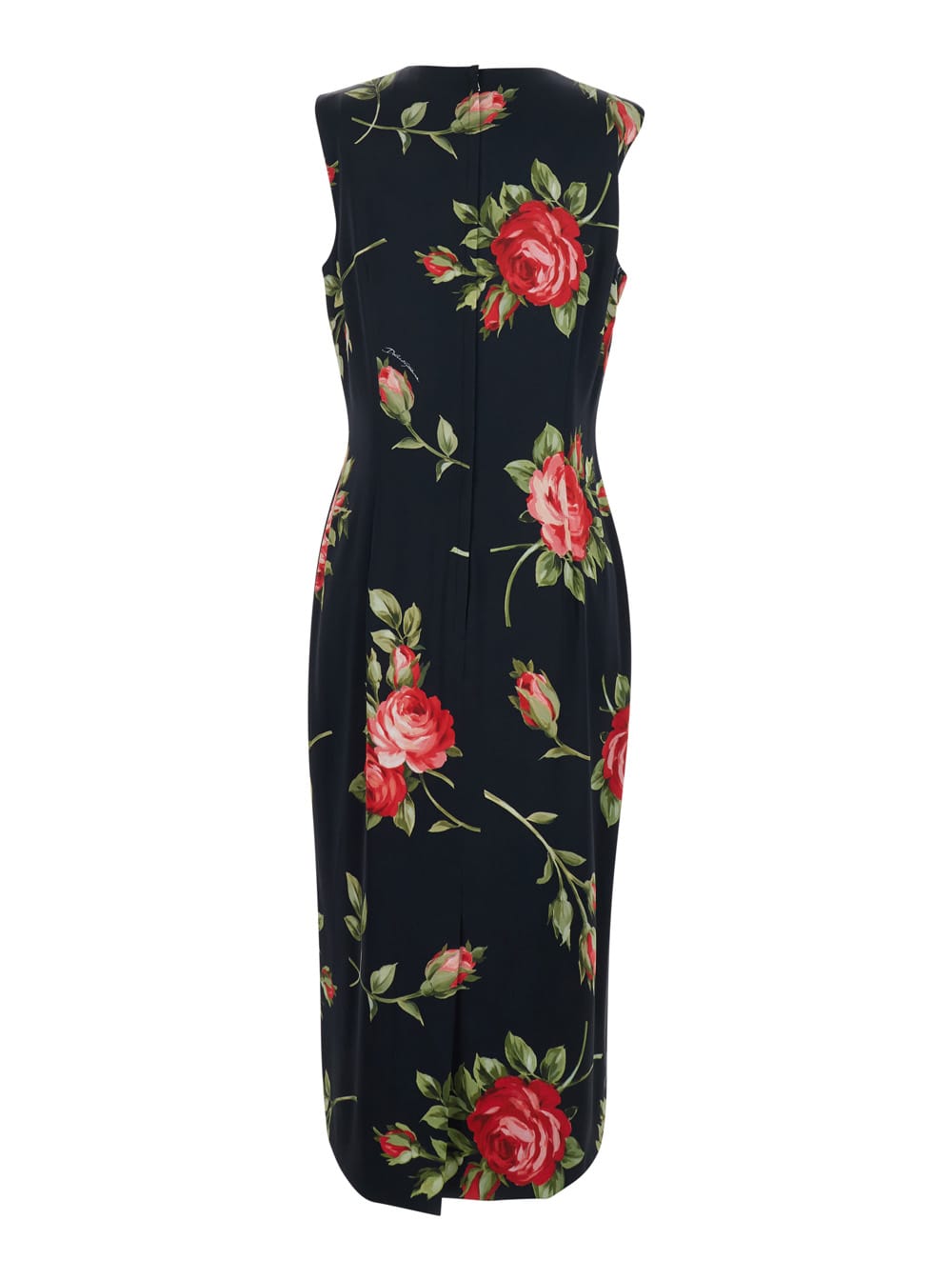 Dolce & Gabbana Women Black Dress With All-over Floral Print In Silk Woman In Multi