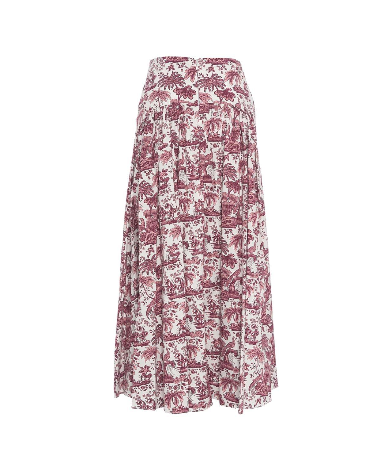 Staud Floral Mid-length Skirt In Bordeaux