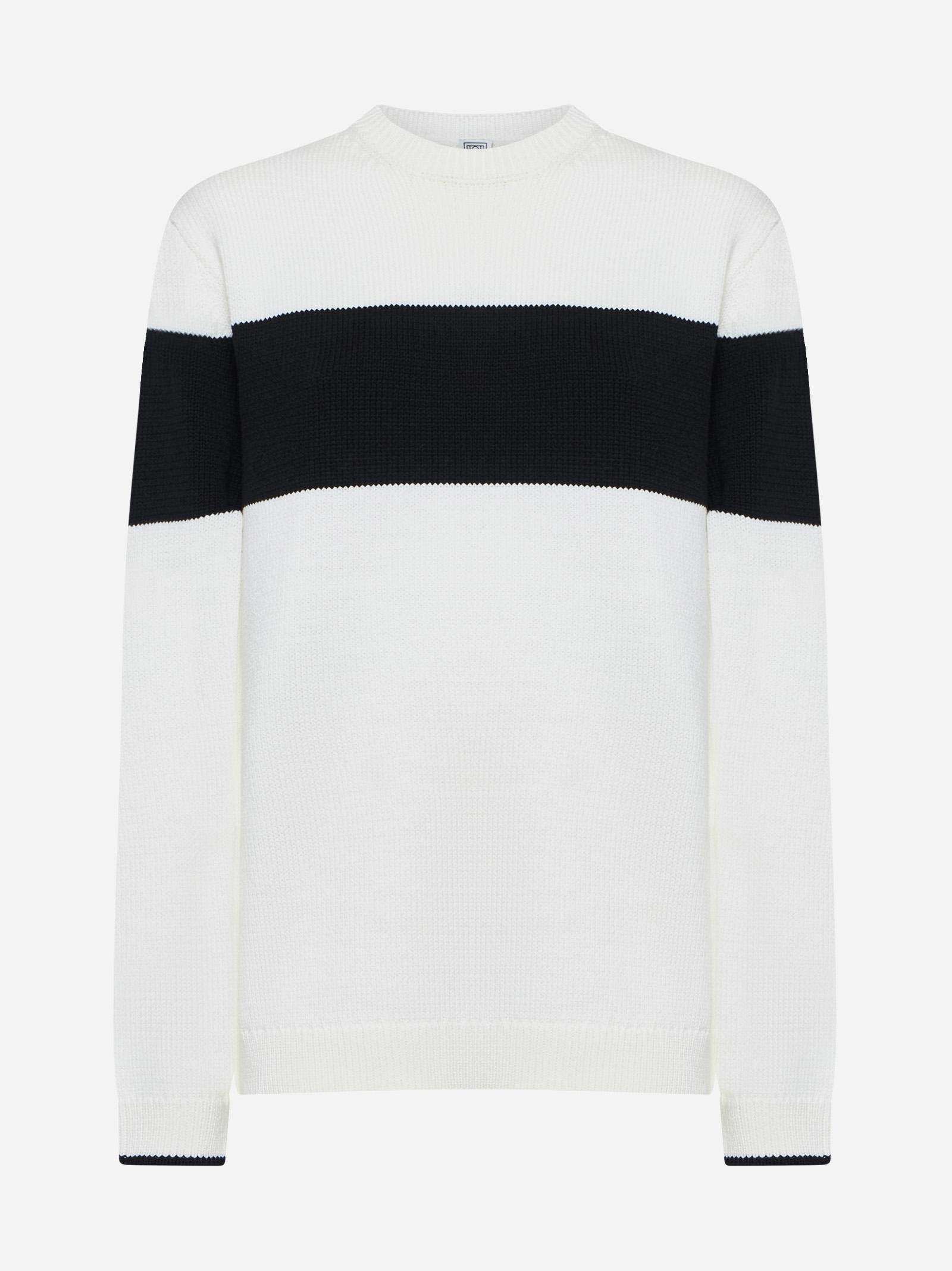 Shop Totême Cotton-blend Sweater In Bianco