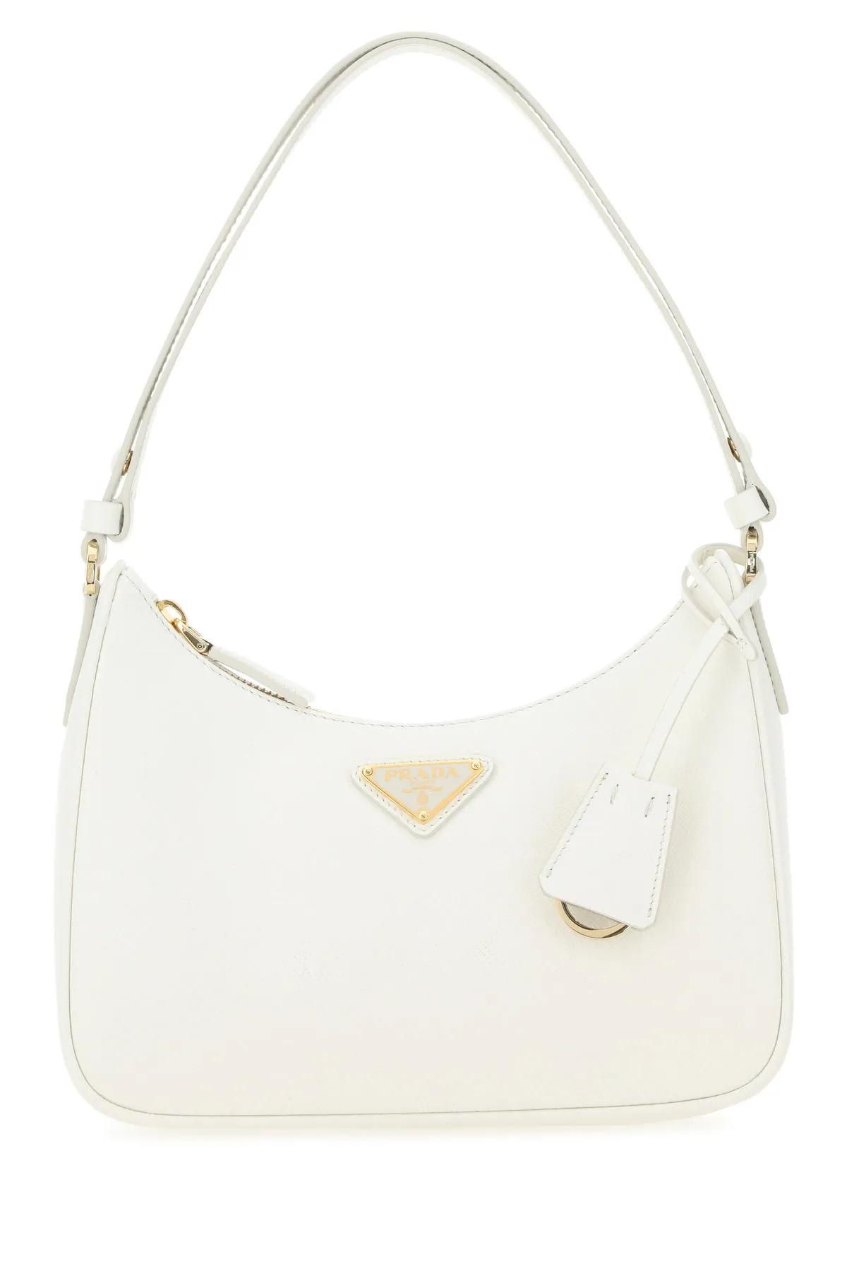 Shop Prada White Leather Shoulder Bag