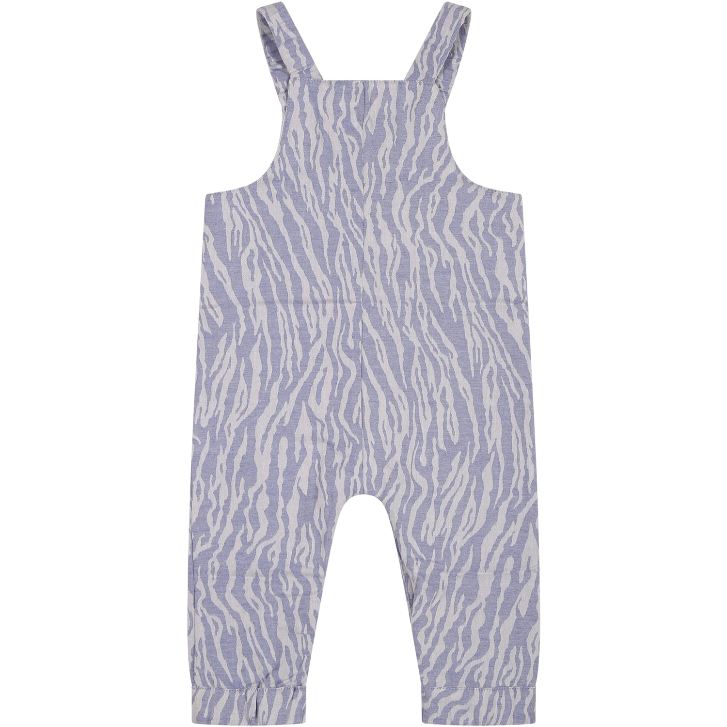 Kenzo Boys' Tiger Print Chambray Overalls & Logo Tee Set - Baby In Pale Blue