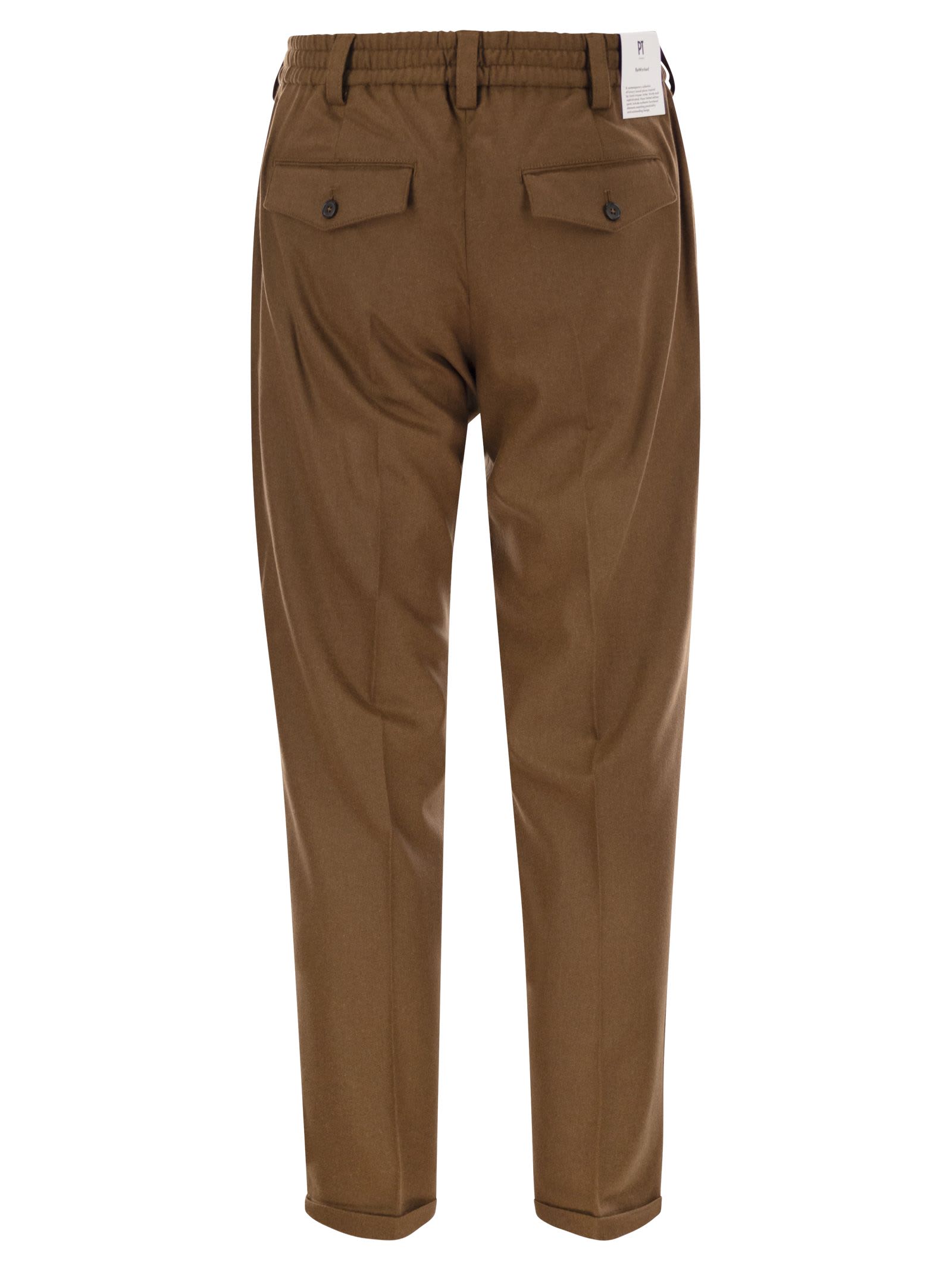 Shop Pt Torino The Rebel - Wool And Cashmere Trousers In Cognac