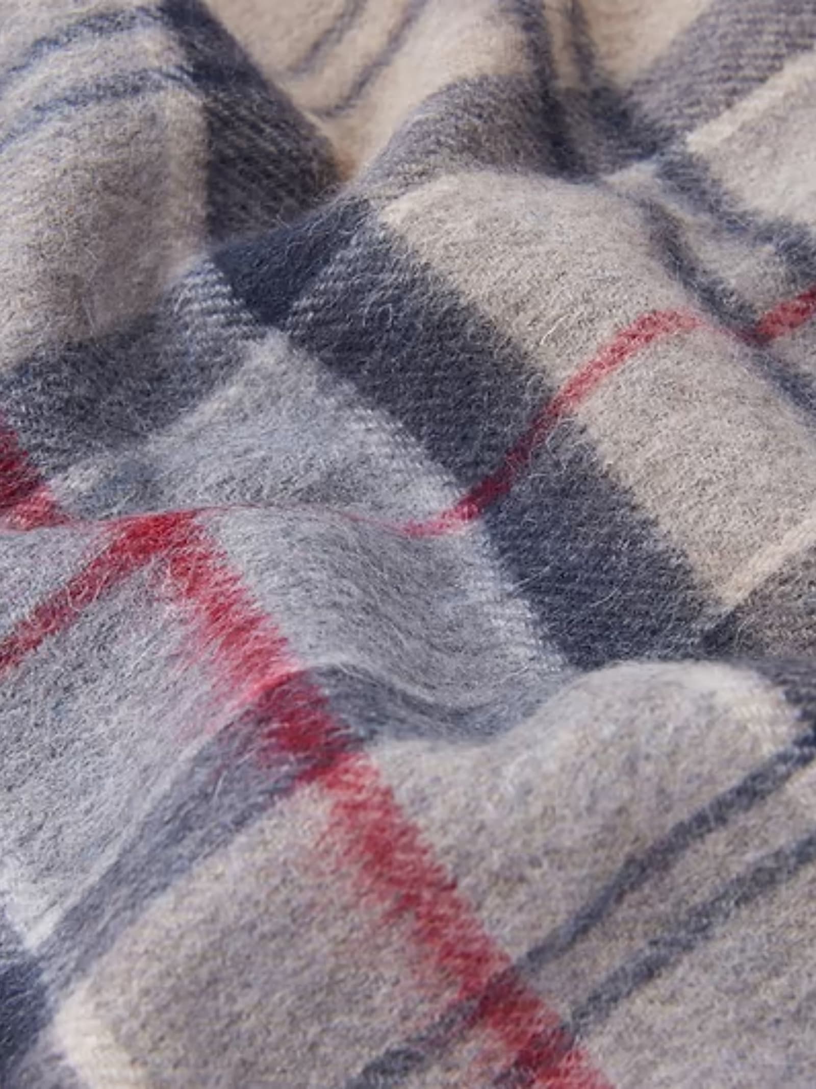 Barbour Tartan Cashmere Wool Scarf In Gray