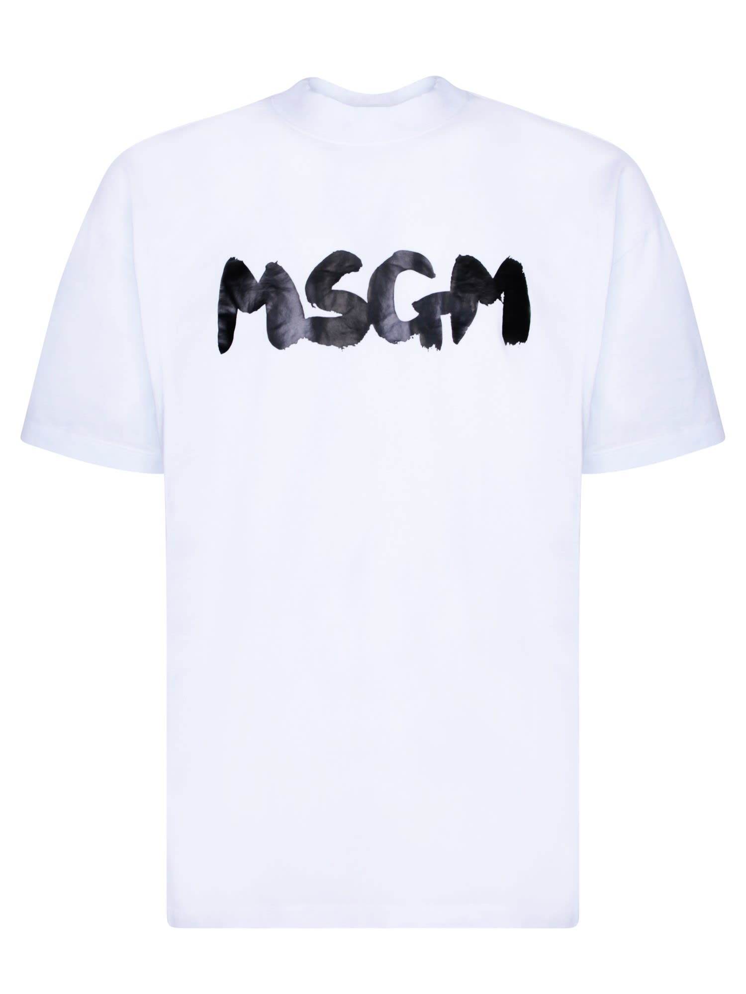 Shop Msgm Oversize Logo White Brushed T-shirt