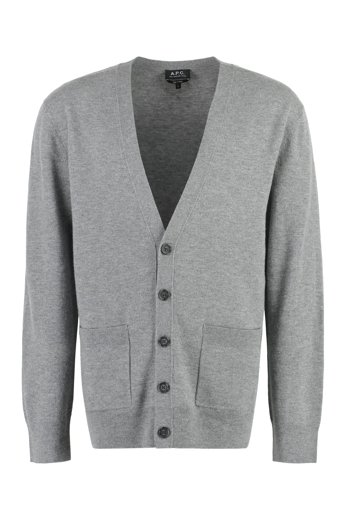 Shop Apc Theo Virgin Wool Cardigan In Grey