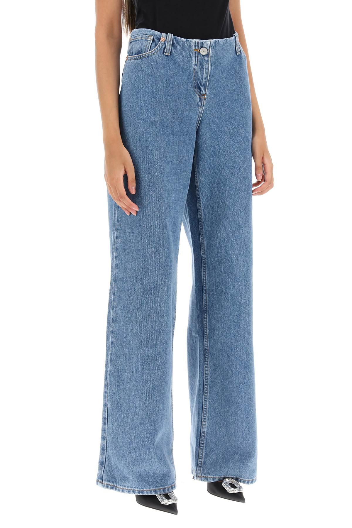 Shop Magda Butrym Low Waist Baggy Jeans In Blue (blue)