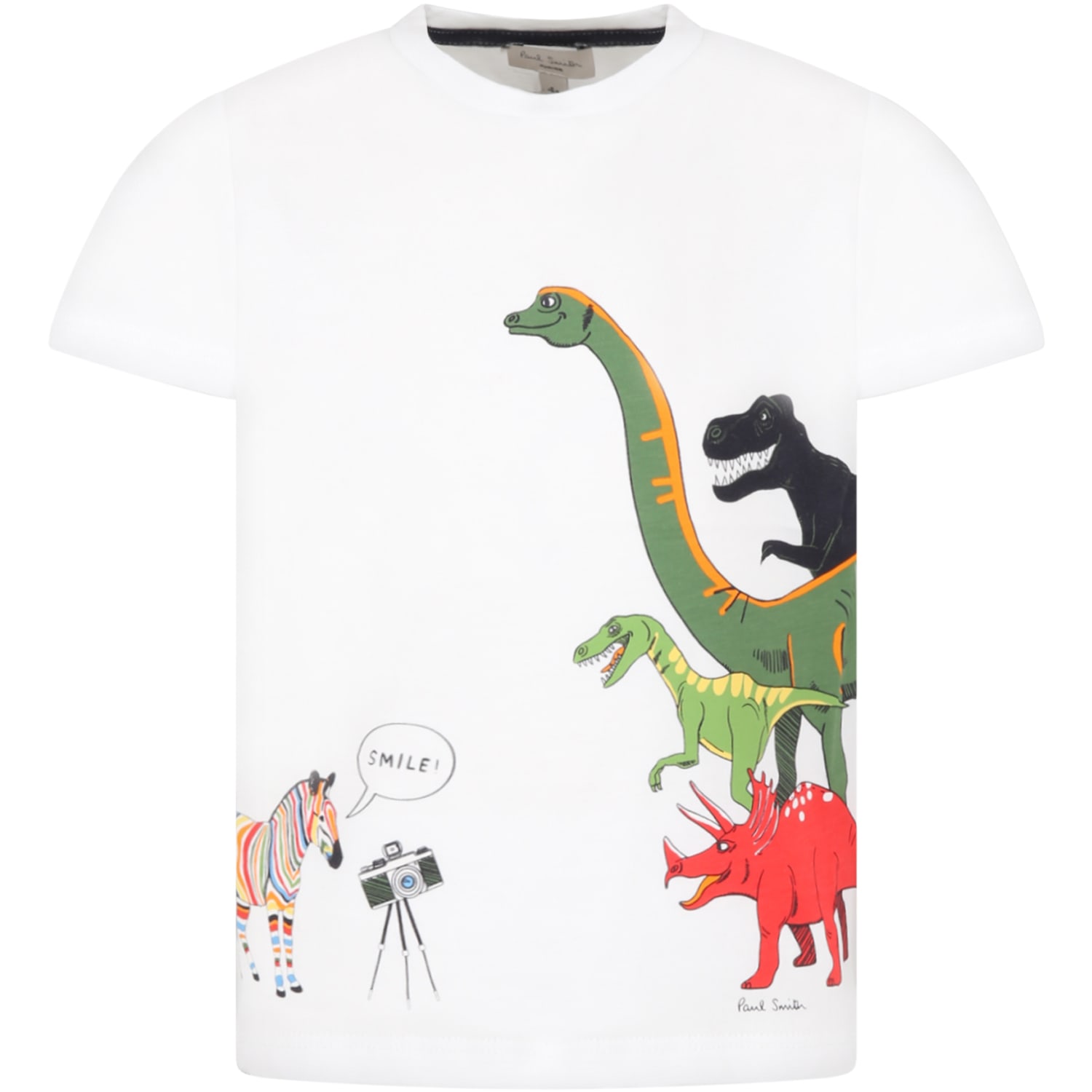 Paul Smith Junior Kids' White T-shirt For Boy With Animals