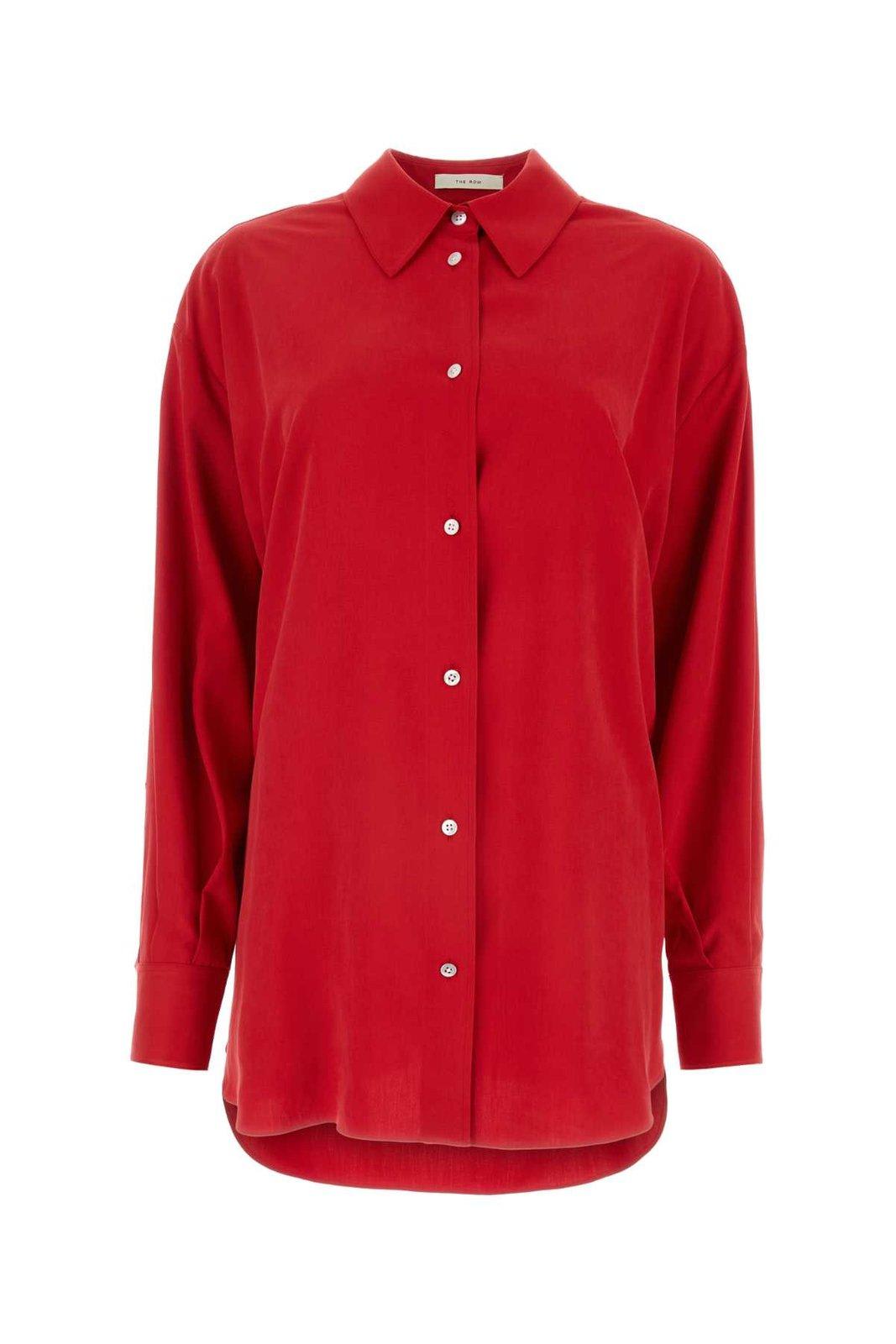 Shop The Row Long-sleeved Button-up Shirt In Red