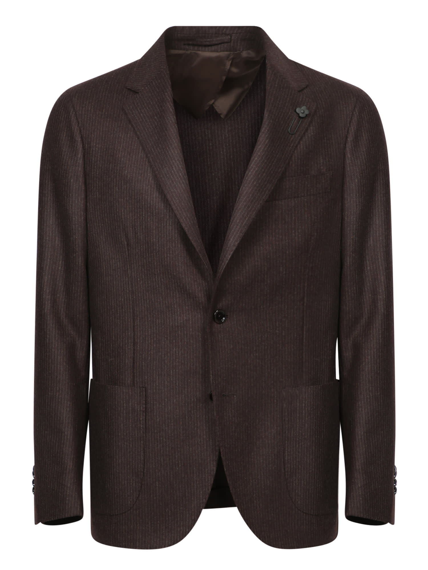 Shop Lardini Brown Striped Suit