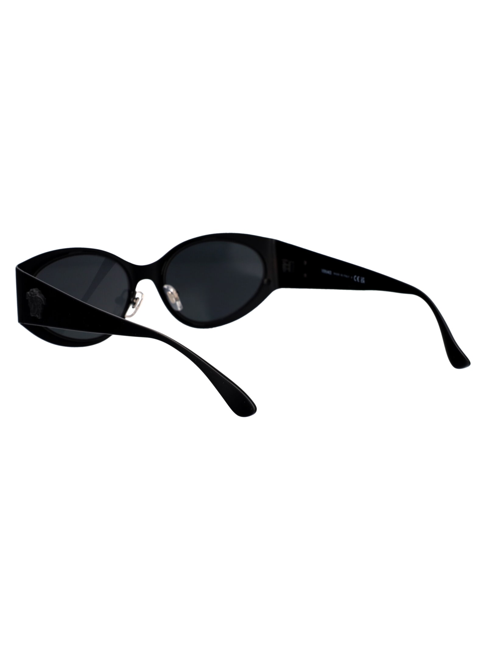 Versace Matte Black Metal Sunglasses In Black