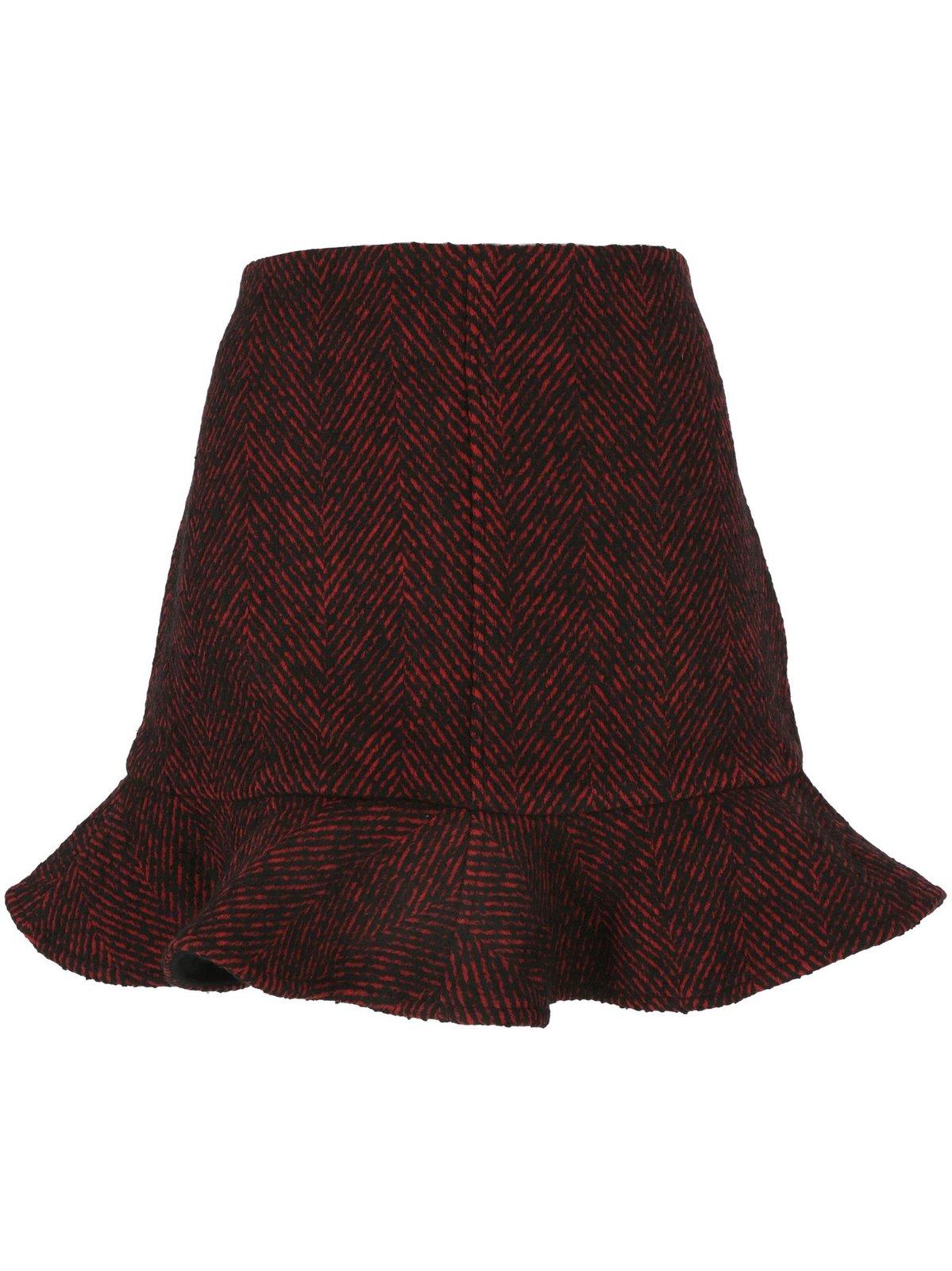 Shop Ganni Herringbone Mini Skirt In Winery