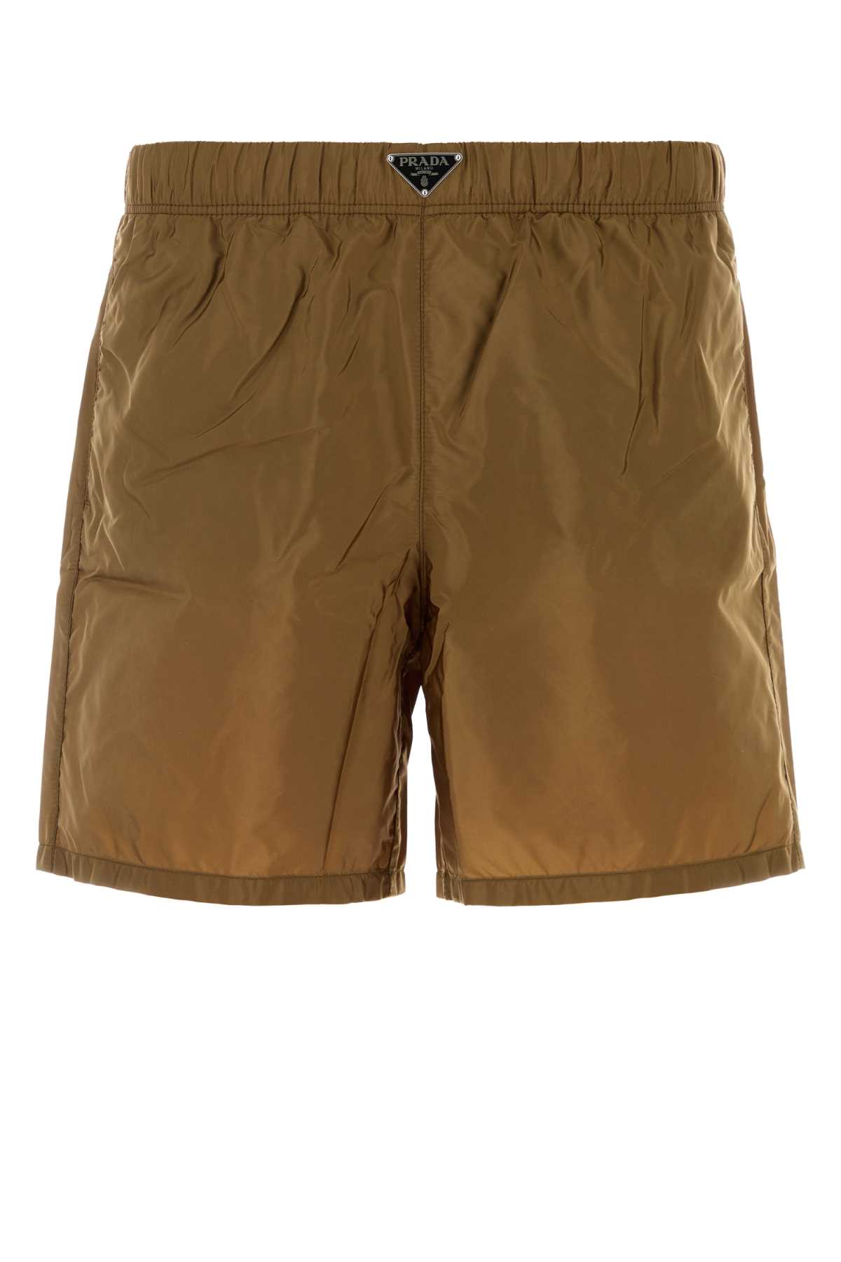 Prada Recycled Nylon Swim Shorts Pocket In Green
