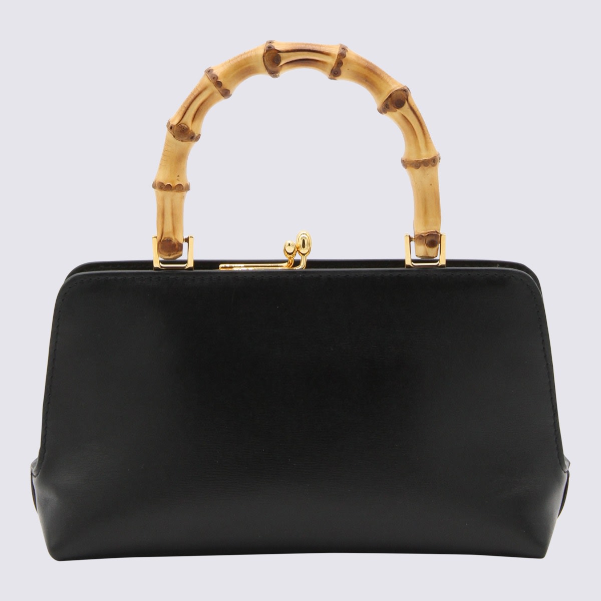 Shop Jil Sander Black Leather Goji Handle Bag