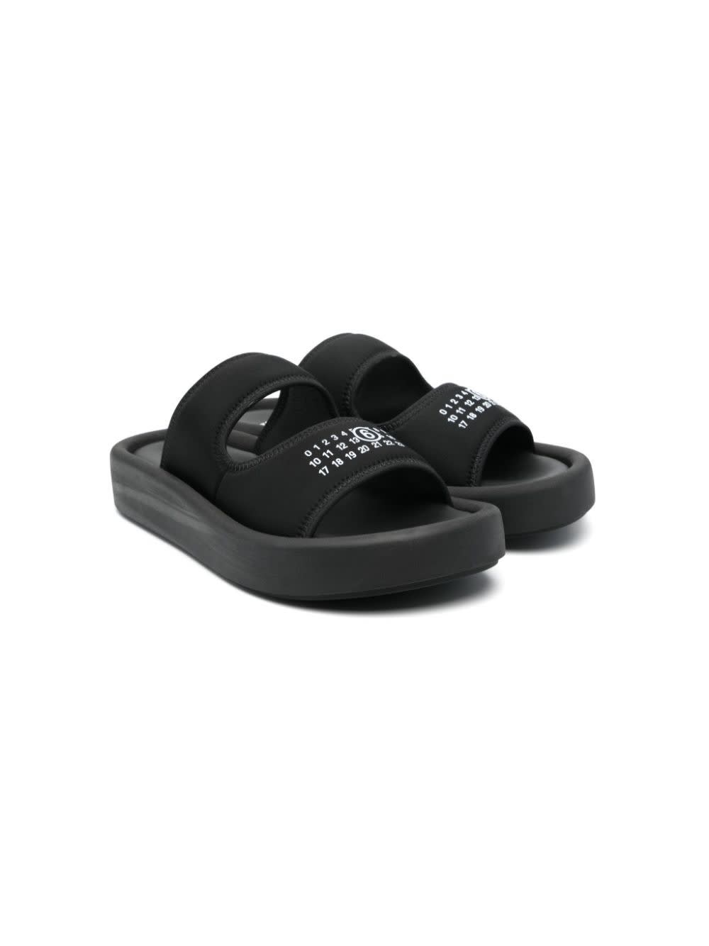 Mm6 Maison Margiela Sandali Slides Con Stampa In Black