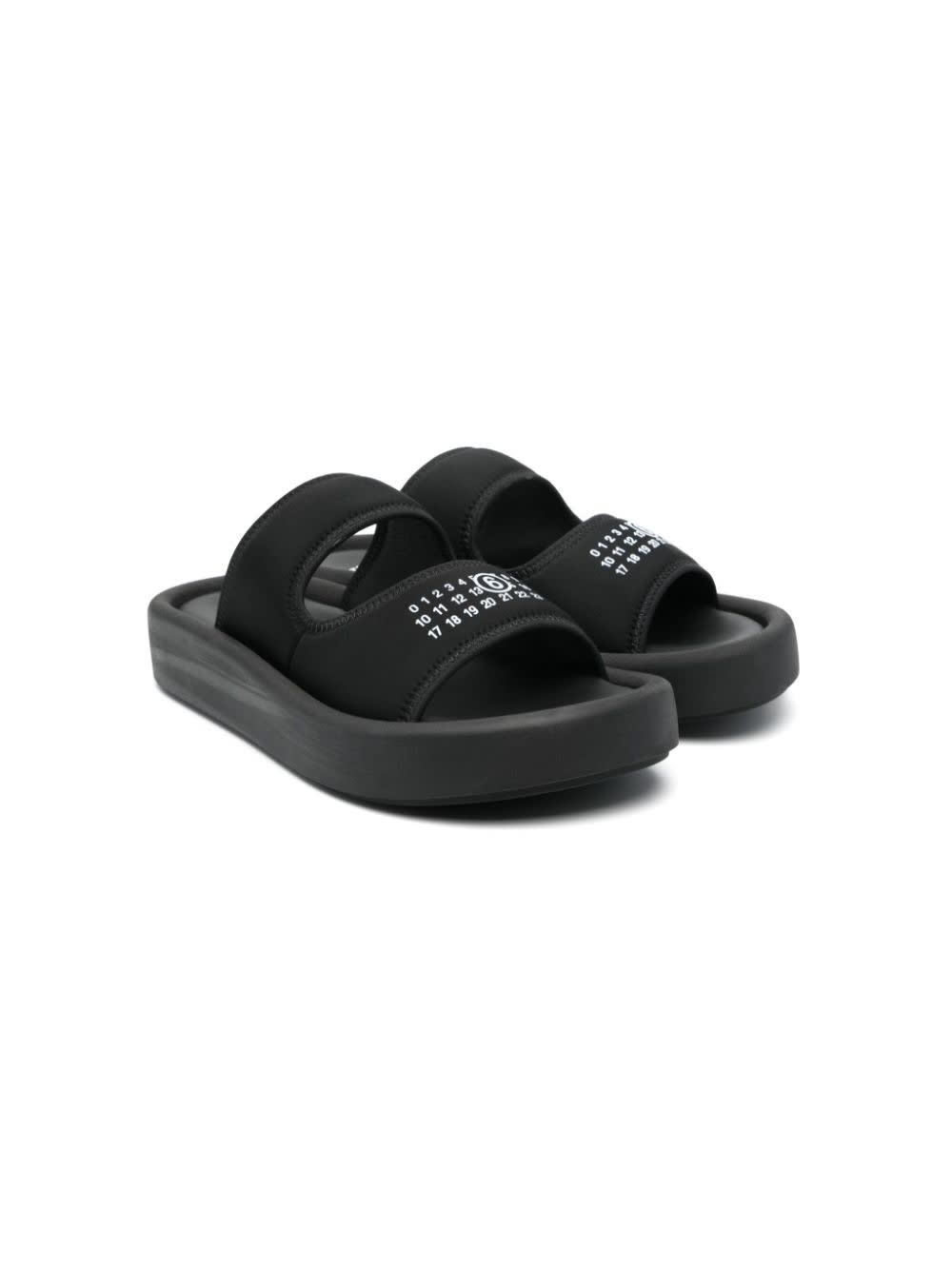 Shop Mm6 Maison Margiela Sandali Slides Con Stampa In Black