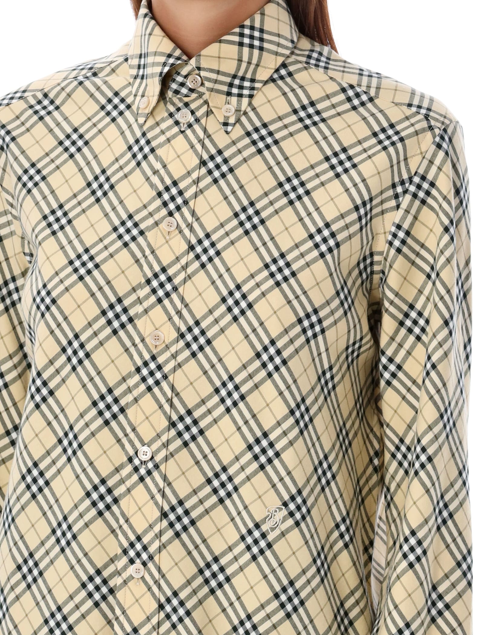 Shop Burberry Checked Oversized Shirt In Grain Ip Check