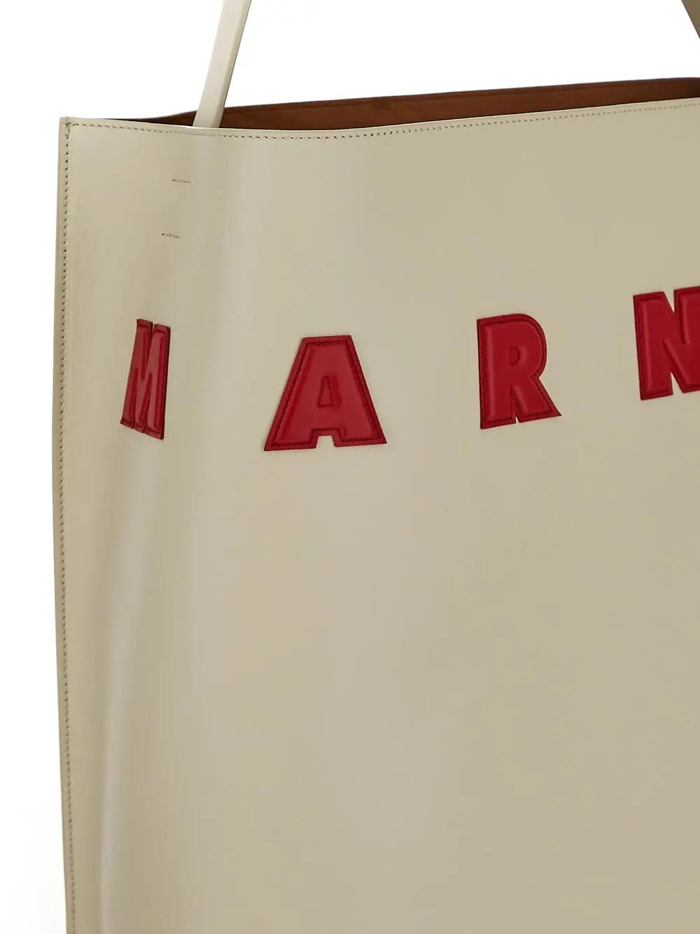 Shop Marni Museo Hobo Bag In Panna/rosso