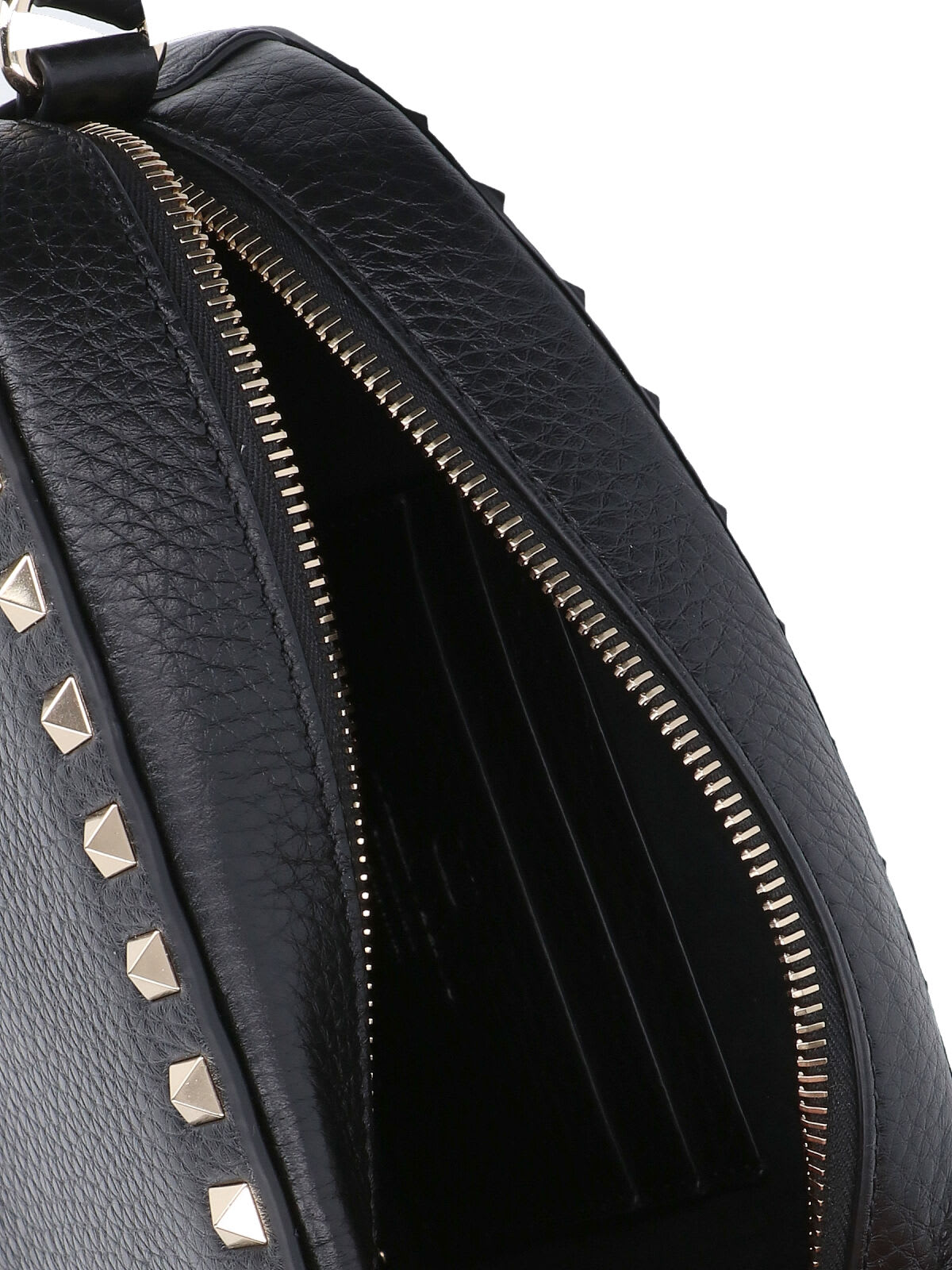 Valentino Garavani Textured Leather Shoulder Bag With Adjustable Strap In Black