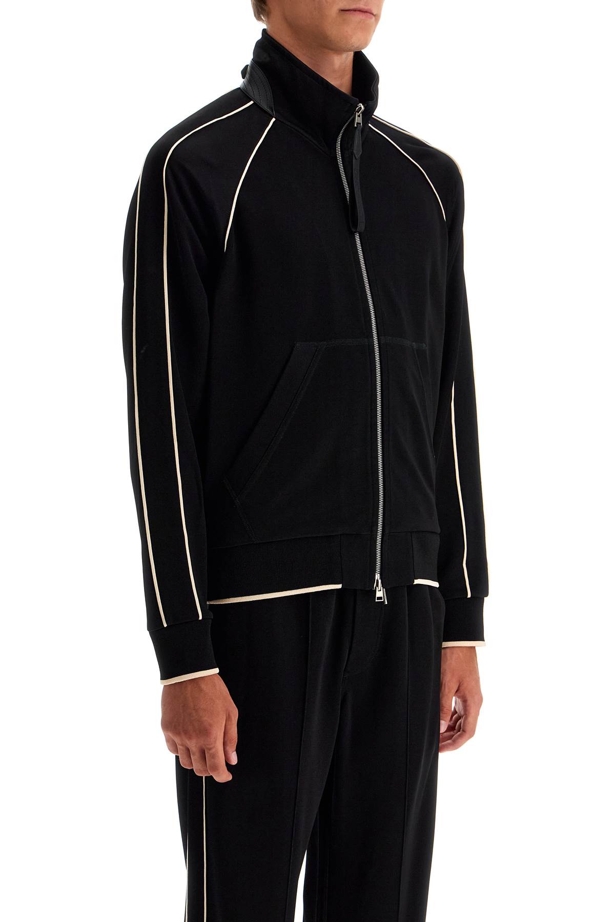 Shop Tom Ford V-neck Viscose Zip-up In Black (black)