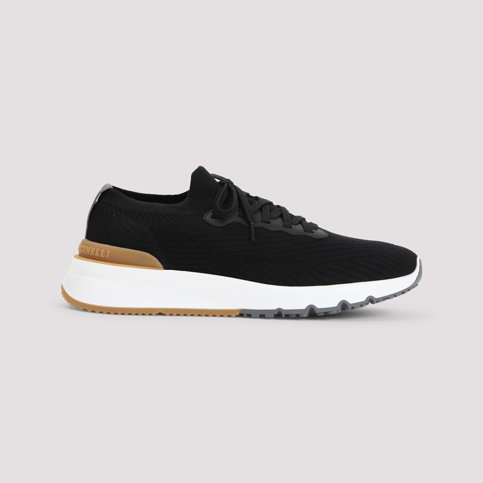 Brunello Cucinelli Gros Grain Logo Blue Sneakers In Black