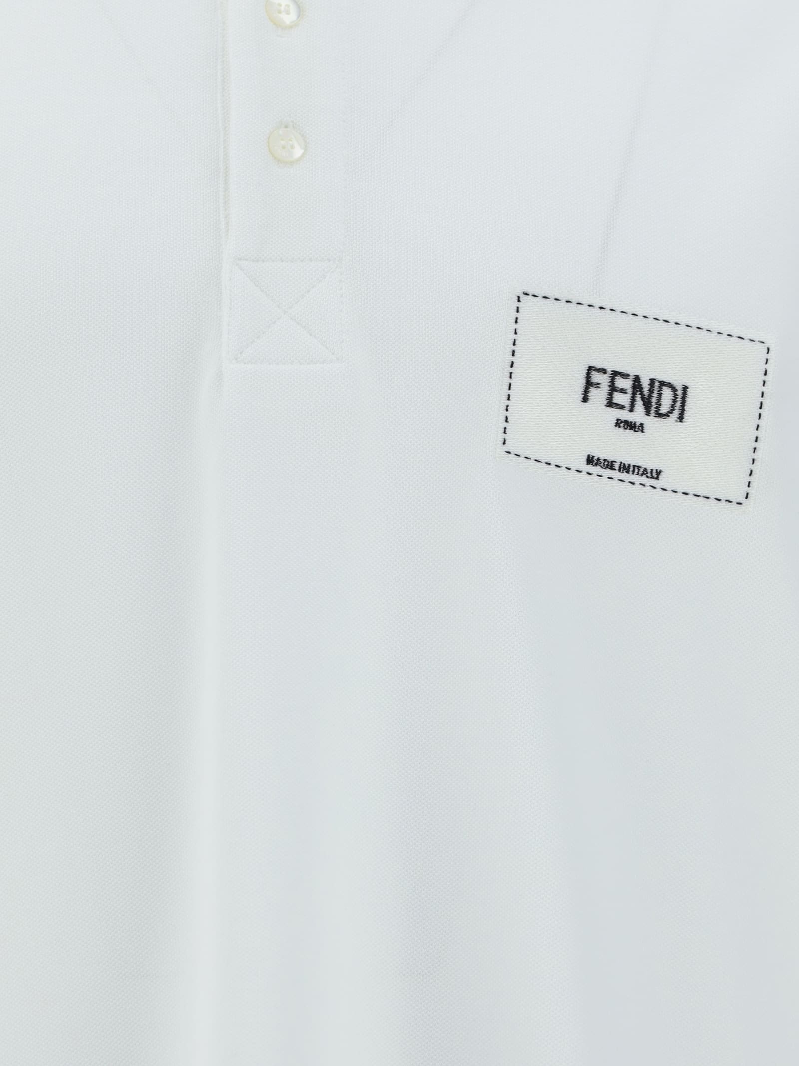 Shop Fendi Polo Shirt In Bianco Ottico