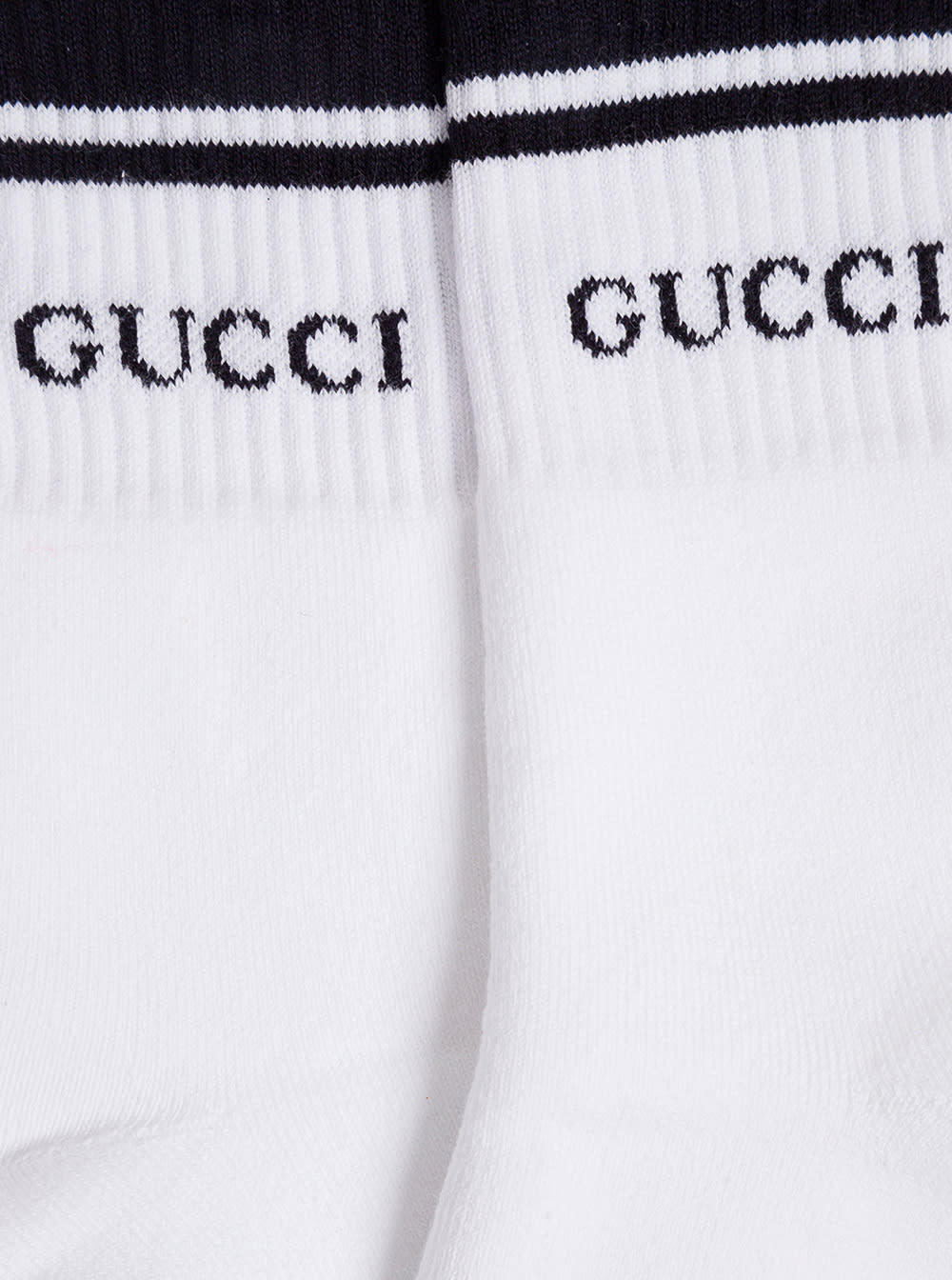 Gucci Mans Black And White Cotton Socks With Logo In Multi