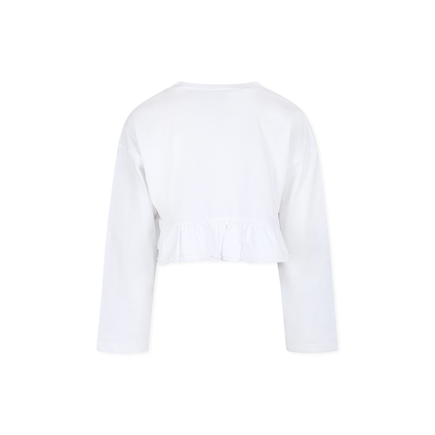 Shop Douuod White Crop T-shirt For Girl With Logo