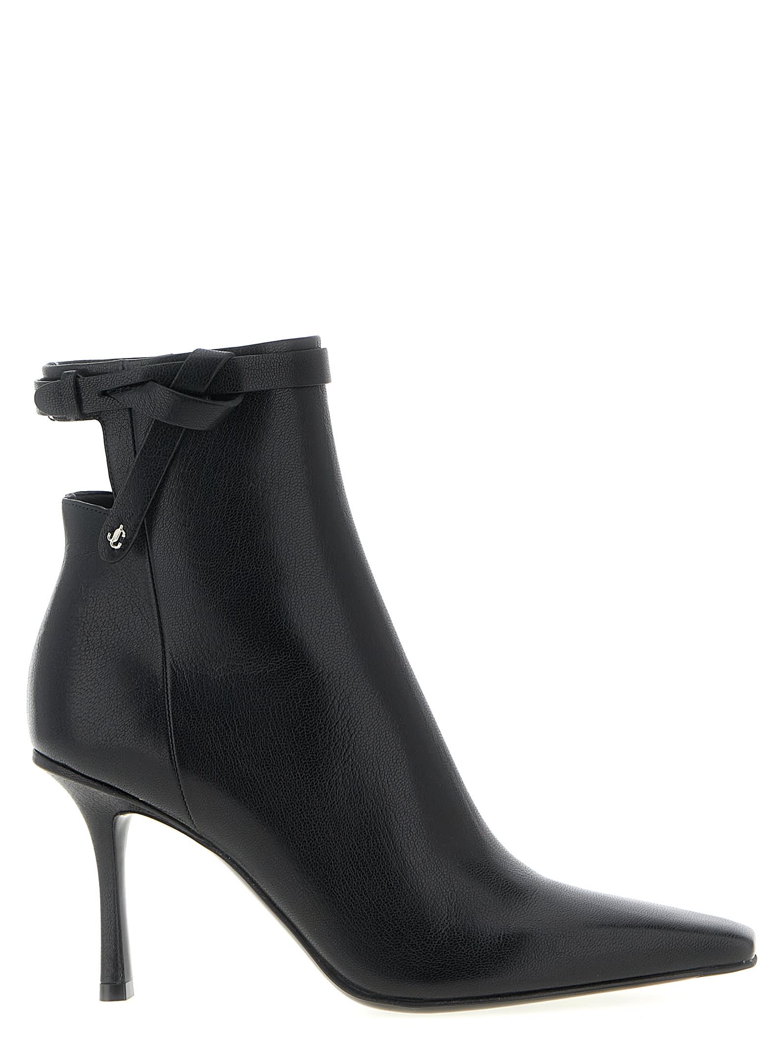 Jimmy Choo Camie Knotted-strap Leather Ankle Boots In Black