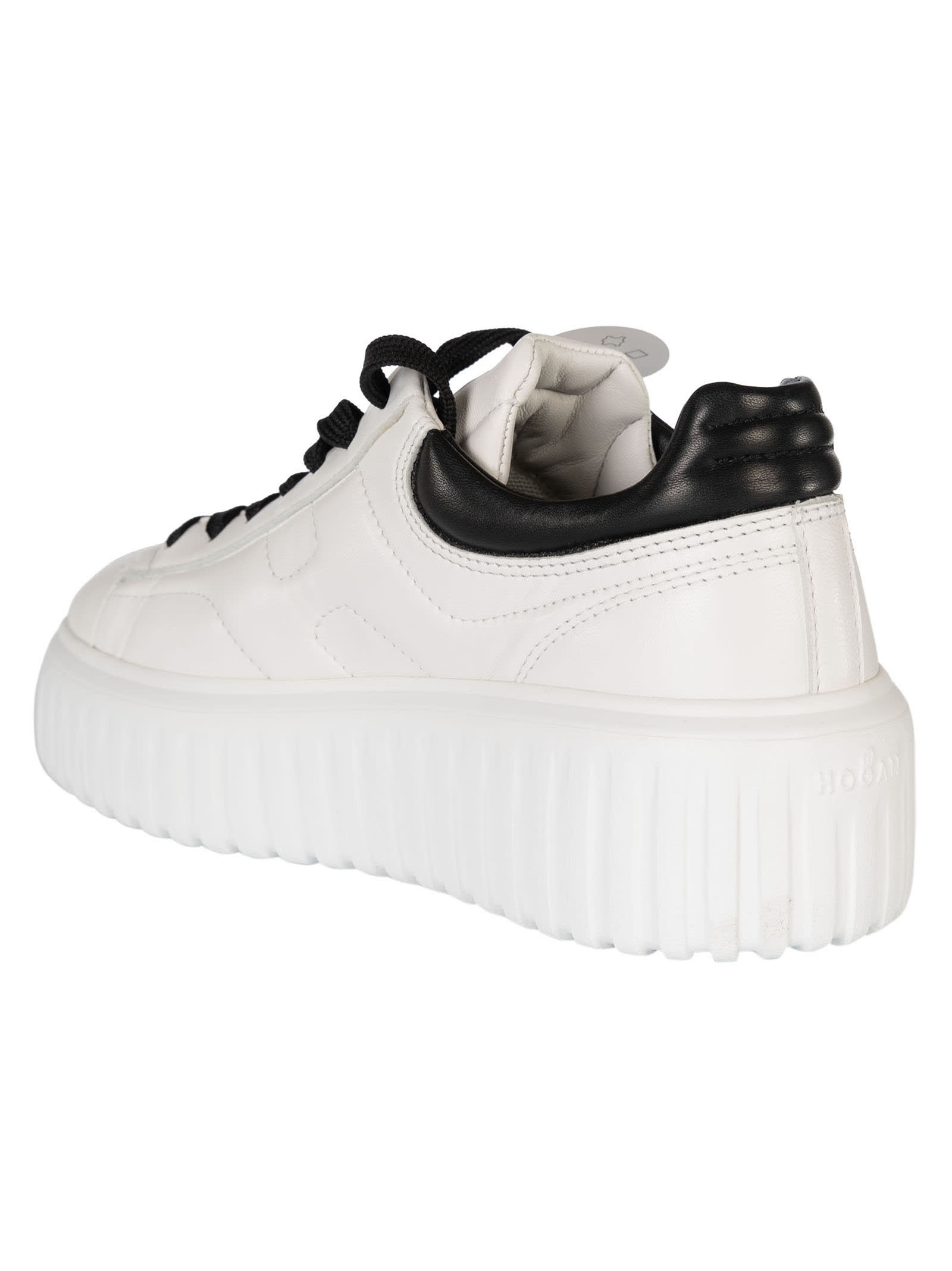 Shop Hogan H-stripes Sneakers In White/black