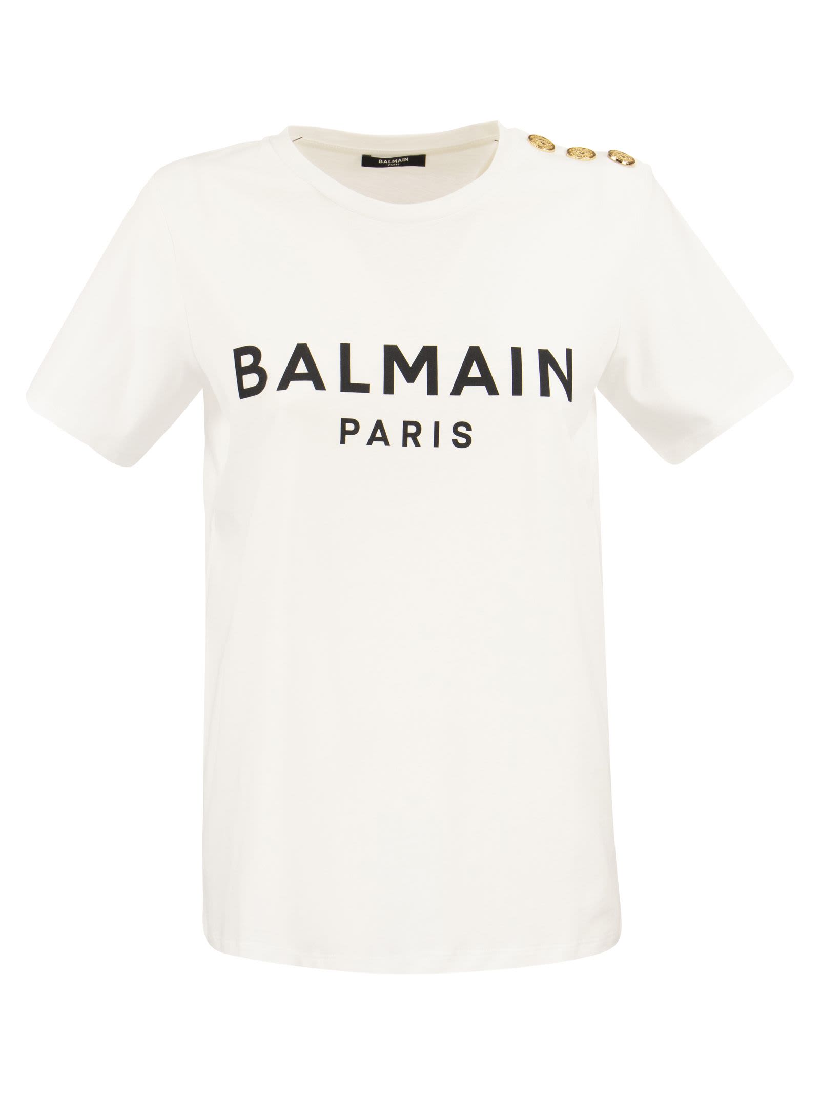 Balmain T-shirt With Logo And Buttons