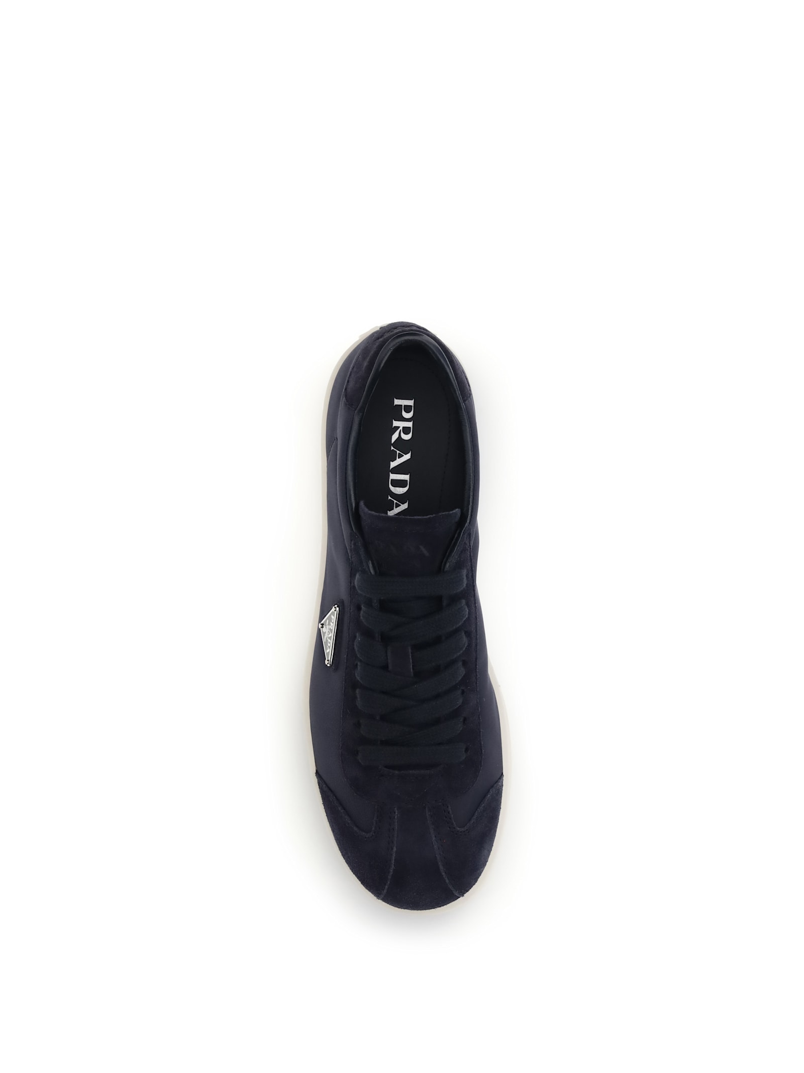 Prada Re-nylon And Suede Leather Sneakers In Black