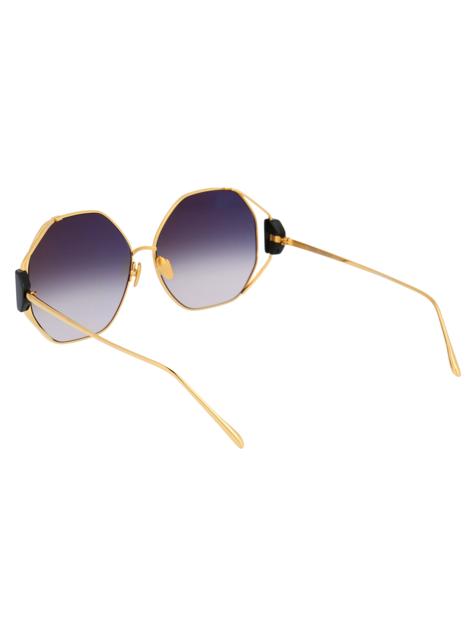 Shop Linda Farrow Marie Sunglasses In Yellow Gold/ Black/ Grey Grad