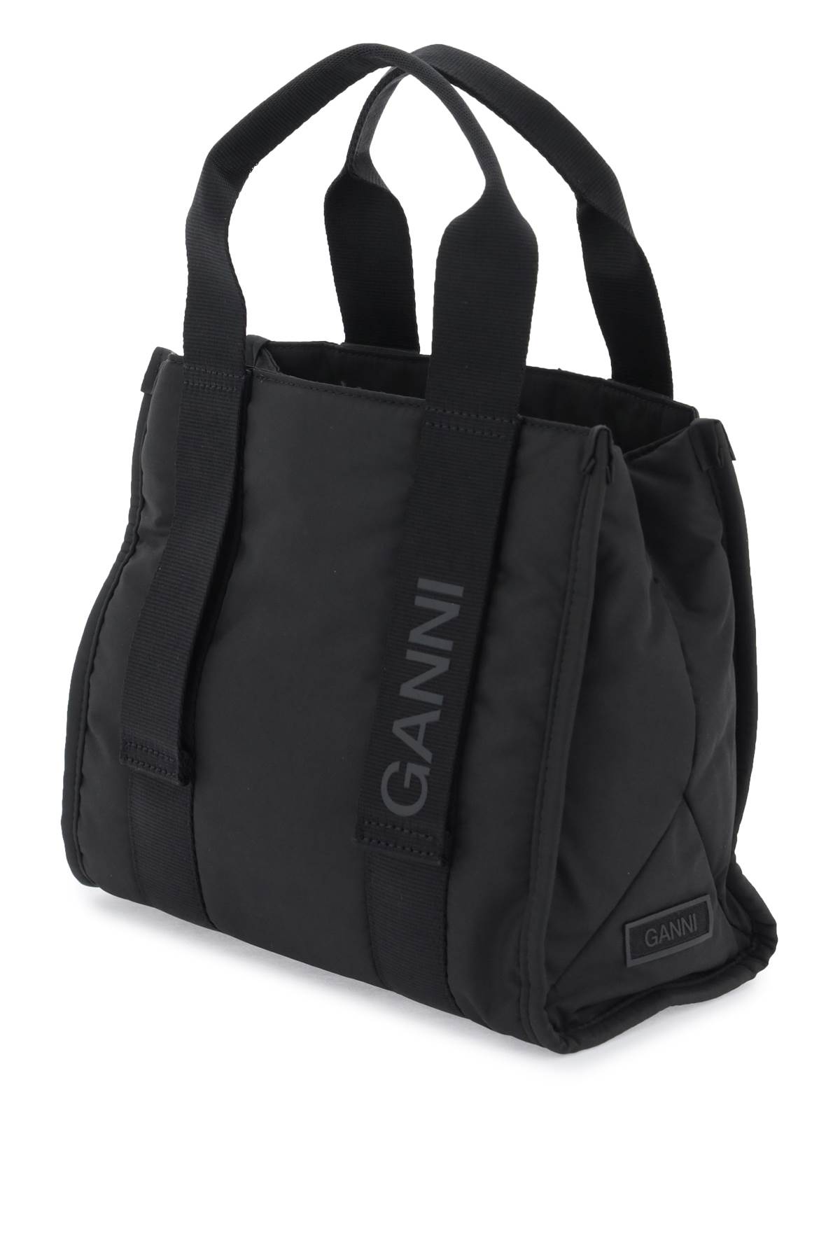 Shop Ganni Tech Tote Bag In Black (blue)