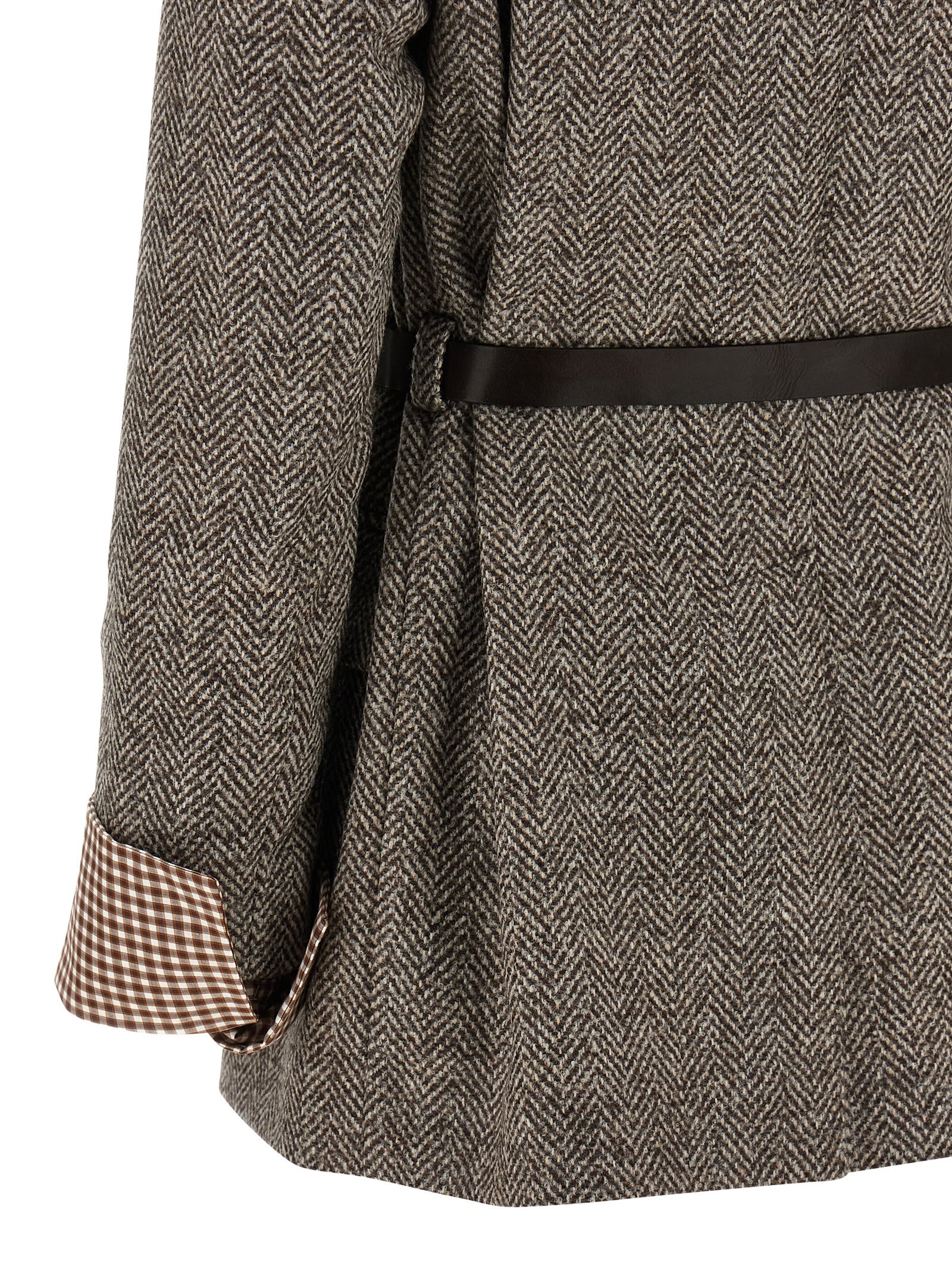 Brunello Cucinelli Blazer Jacket With Belt In Gray