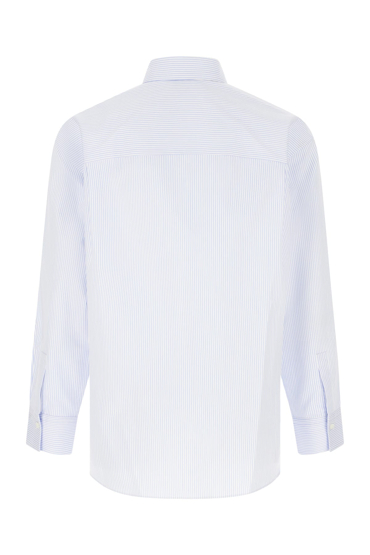 Shop Ferragamo Embroidered Poplin Shirt In Light Blue Optic White