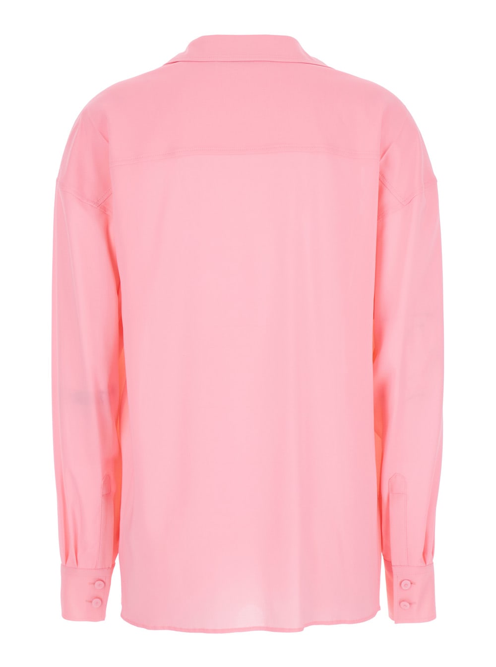 Shop Philosophy Di Lorenzo Serafini Pink Shirt With Open Collar And V Neck In Stretch Viscose Woman