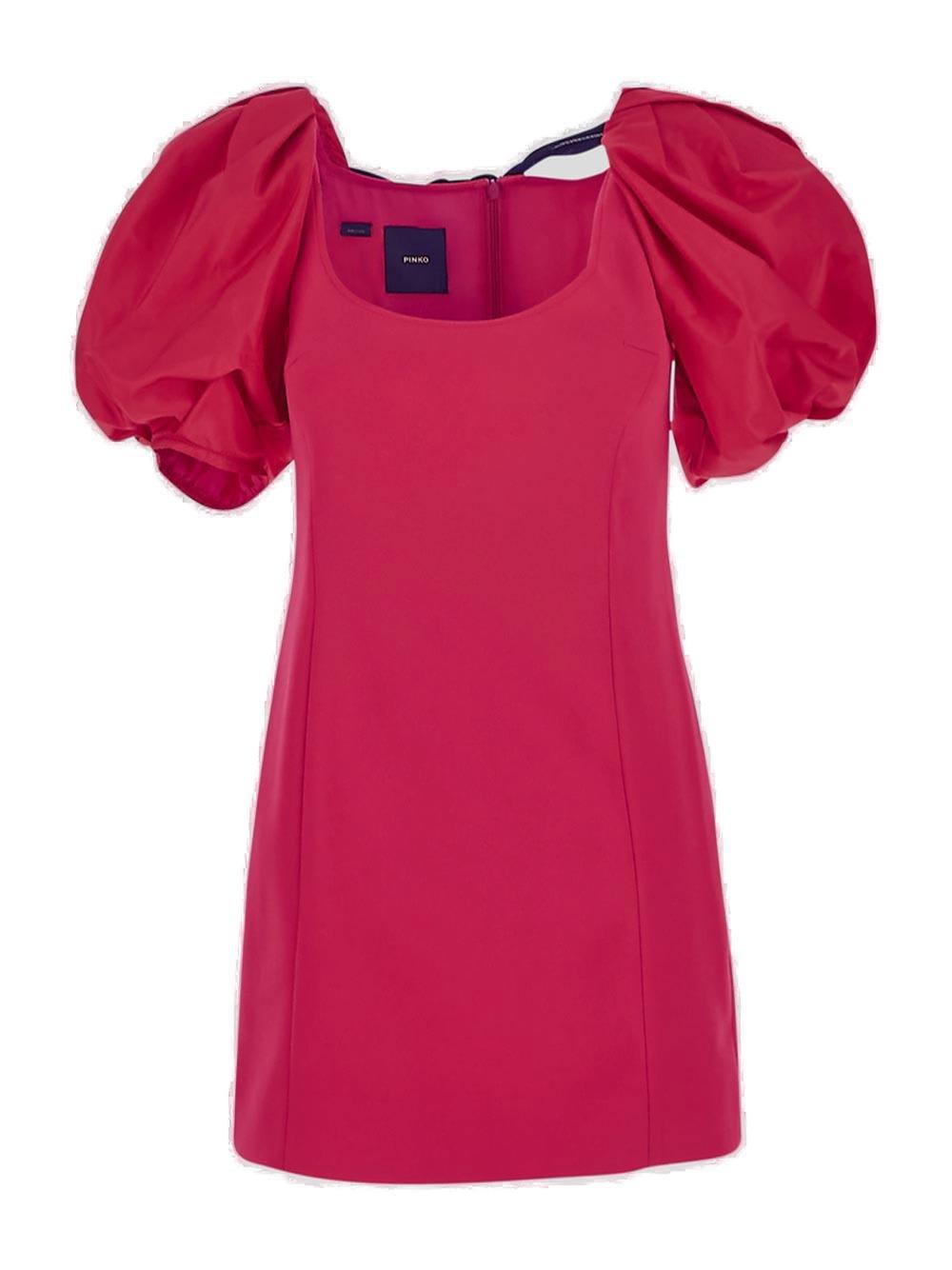 Pinko Puff-sleeved Straight Hem Mini Dress