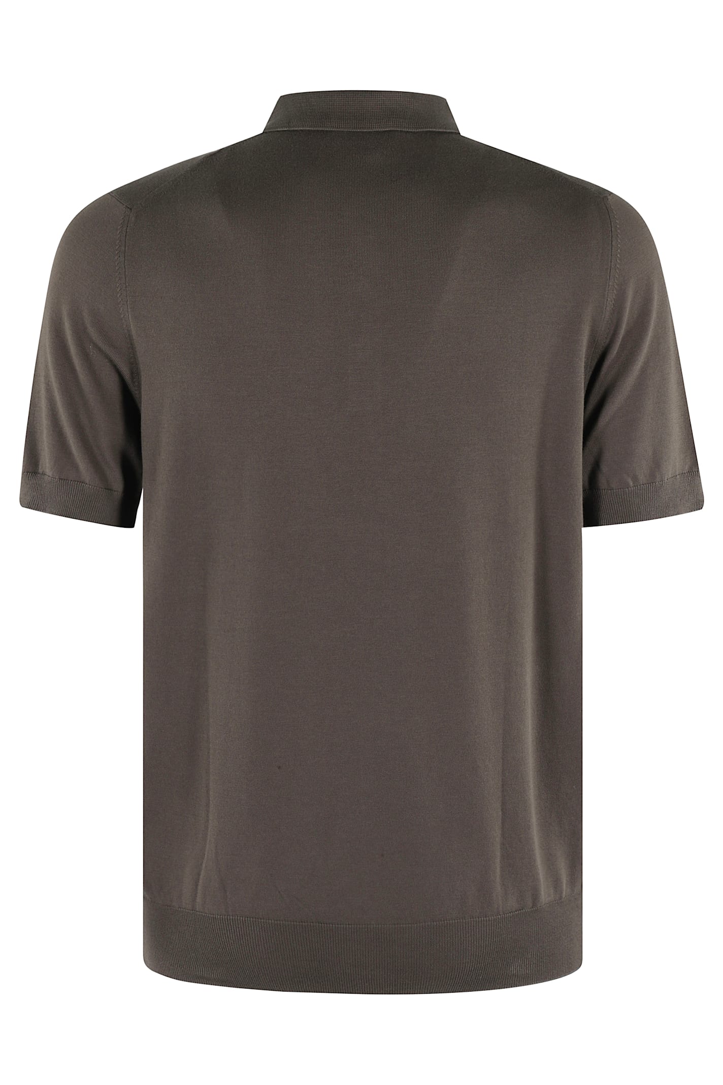 Fay Classic Cotton Knit Polo In Marrone Scuro