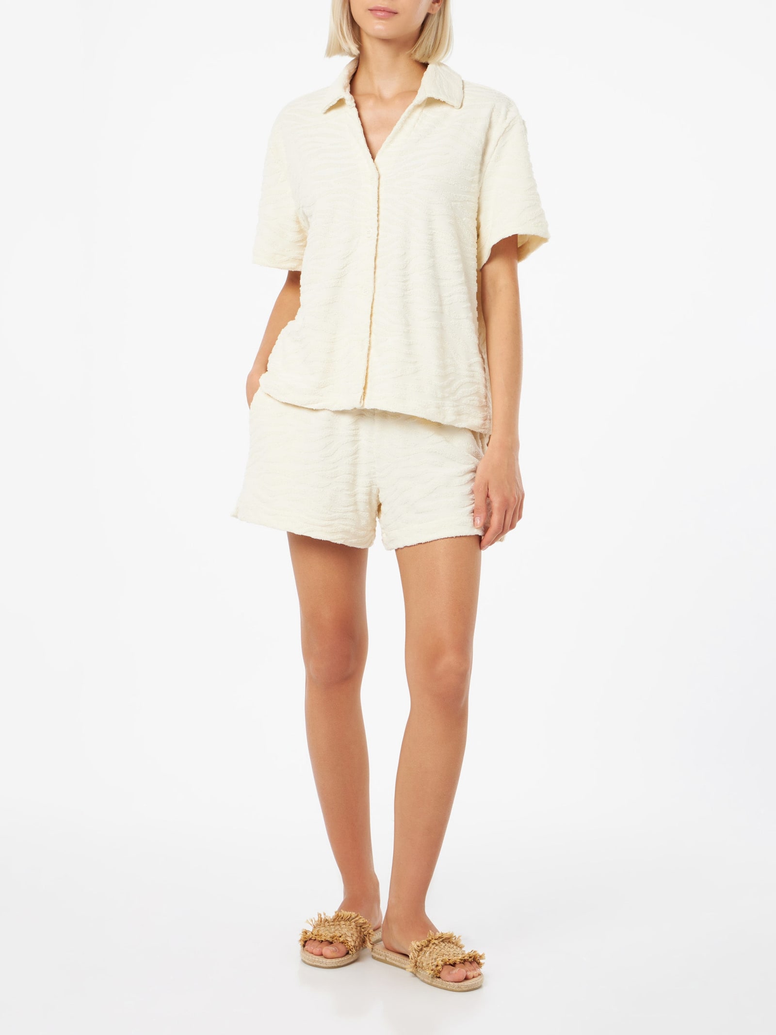 Mc2 Saint Barth Woman Terry Cotton Pull Up Shorts Meave In White