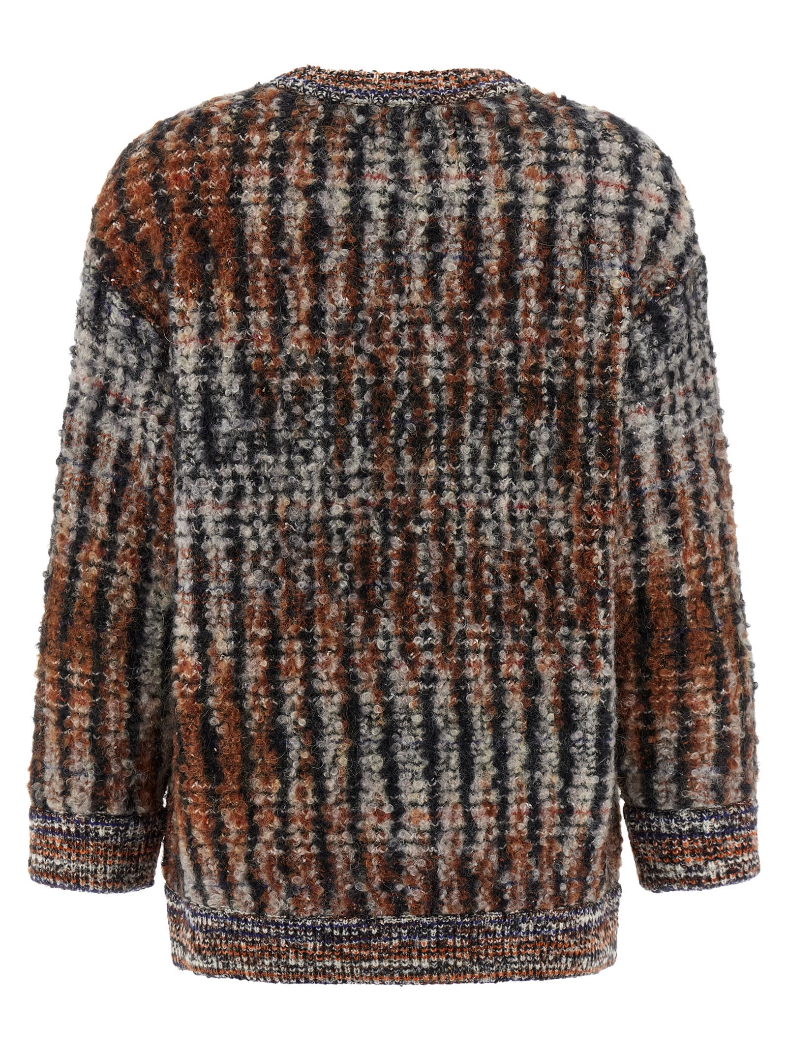 Missoni Bouclé Wool Cardigan In Brown