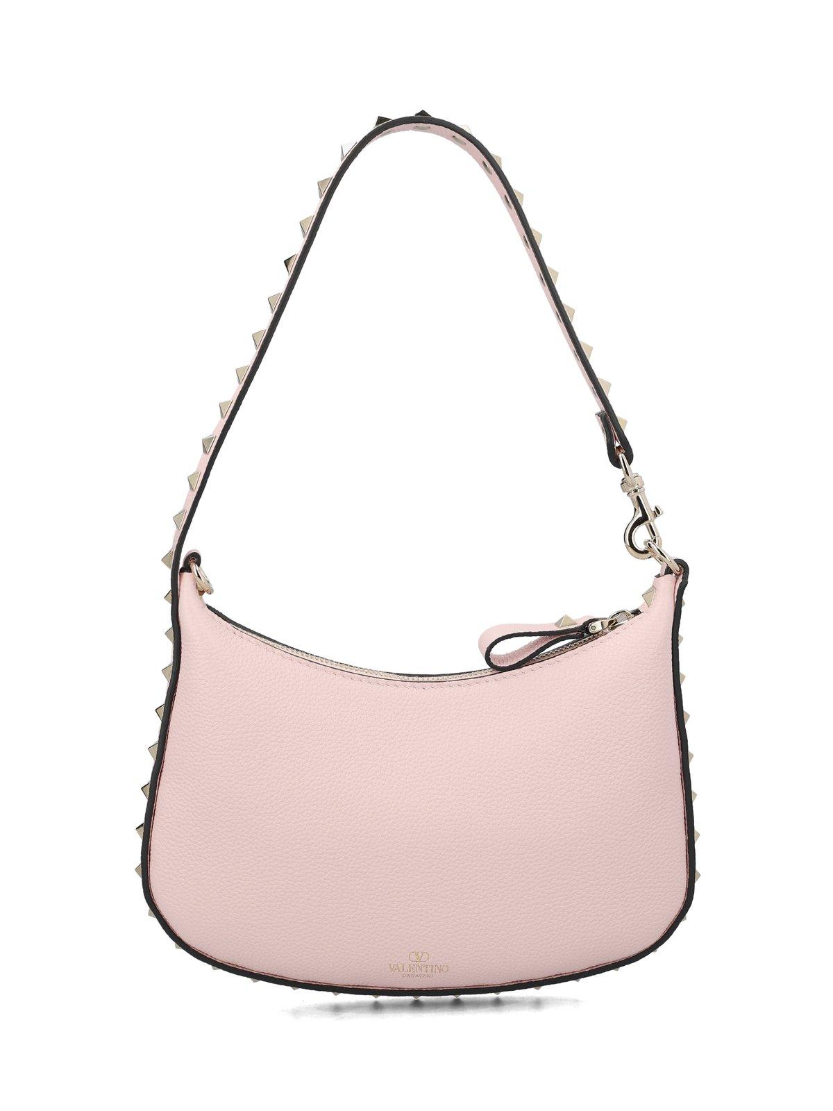 Shop Valentino Garavani Rockstud Zip-up Shoulder Bag In Pink