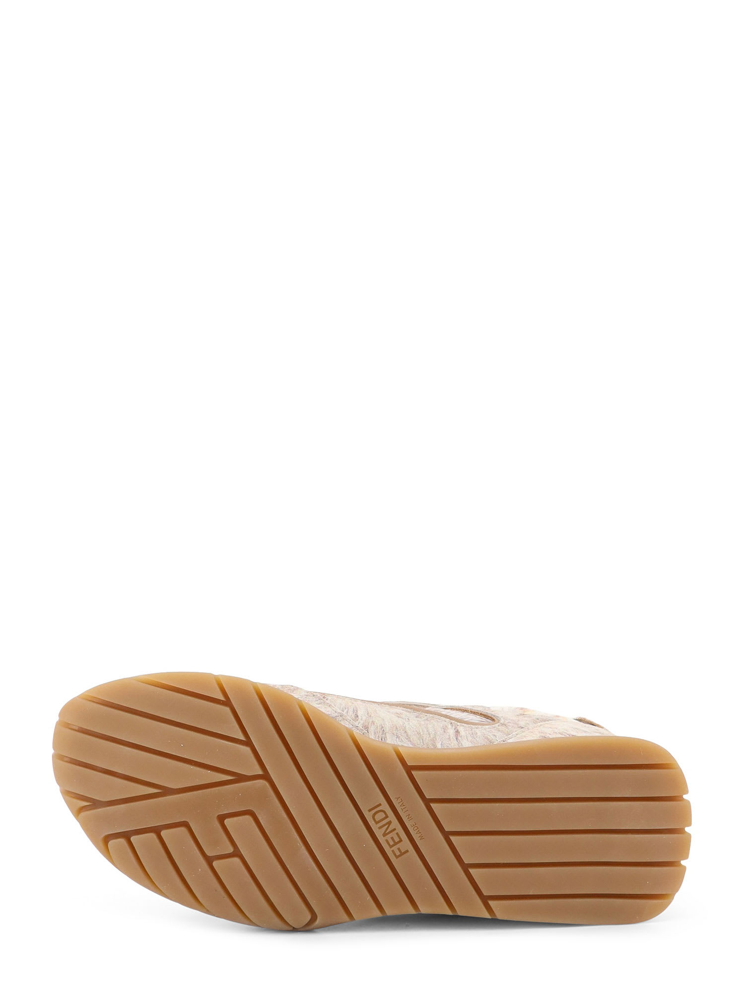 Fendi Wave Pulse Leather And Fabric Sneakers In Gold