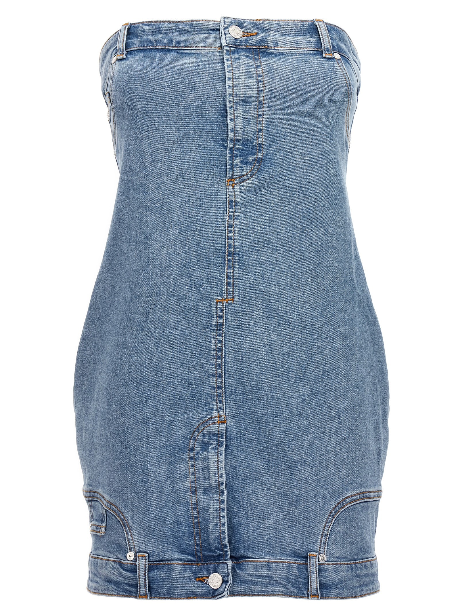 Shop M05ch1n0 Jeans Off-the-shoulder Denim Dress