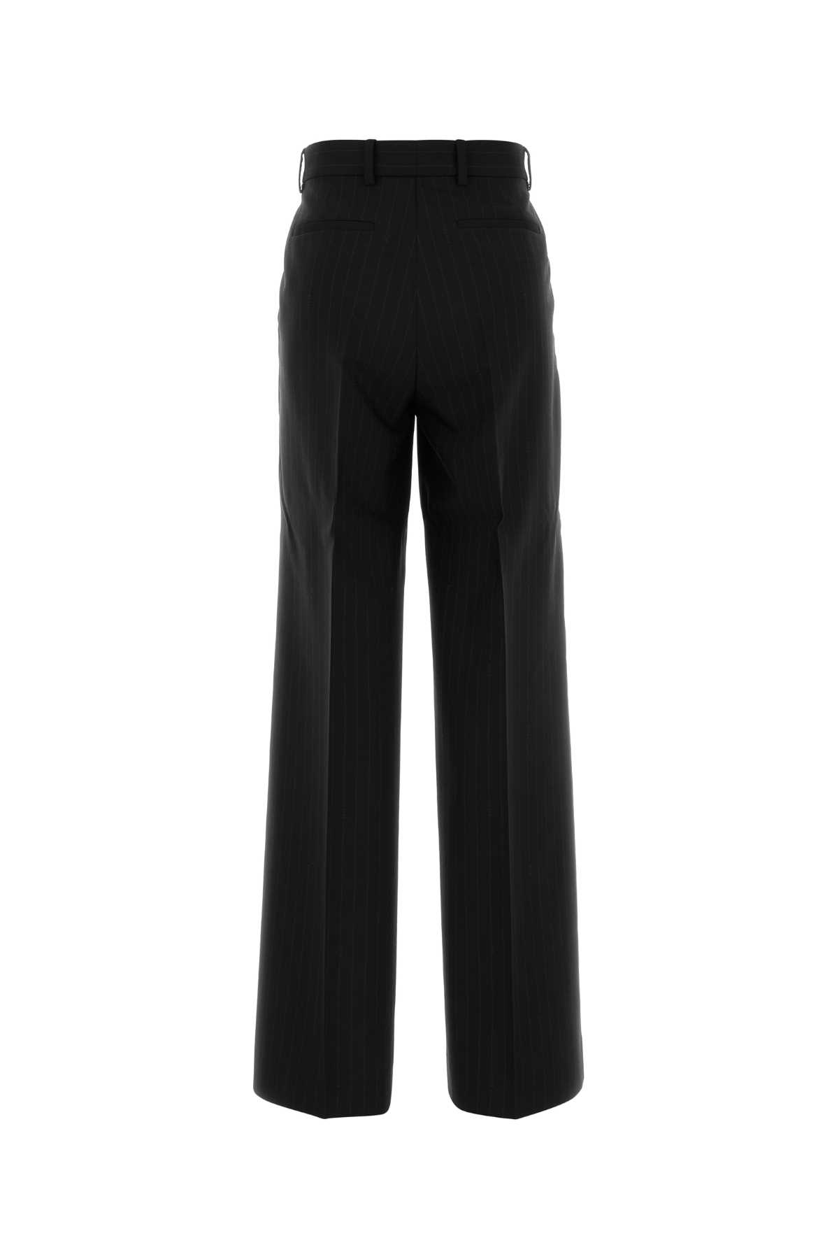 Gucci Charcoal Wool Wide-leg Pant In Black