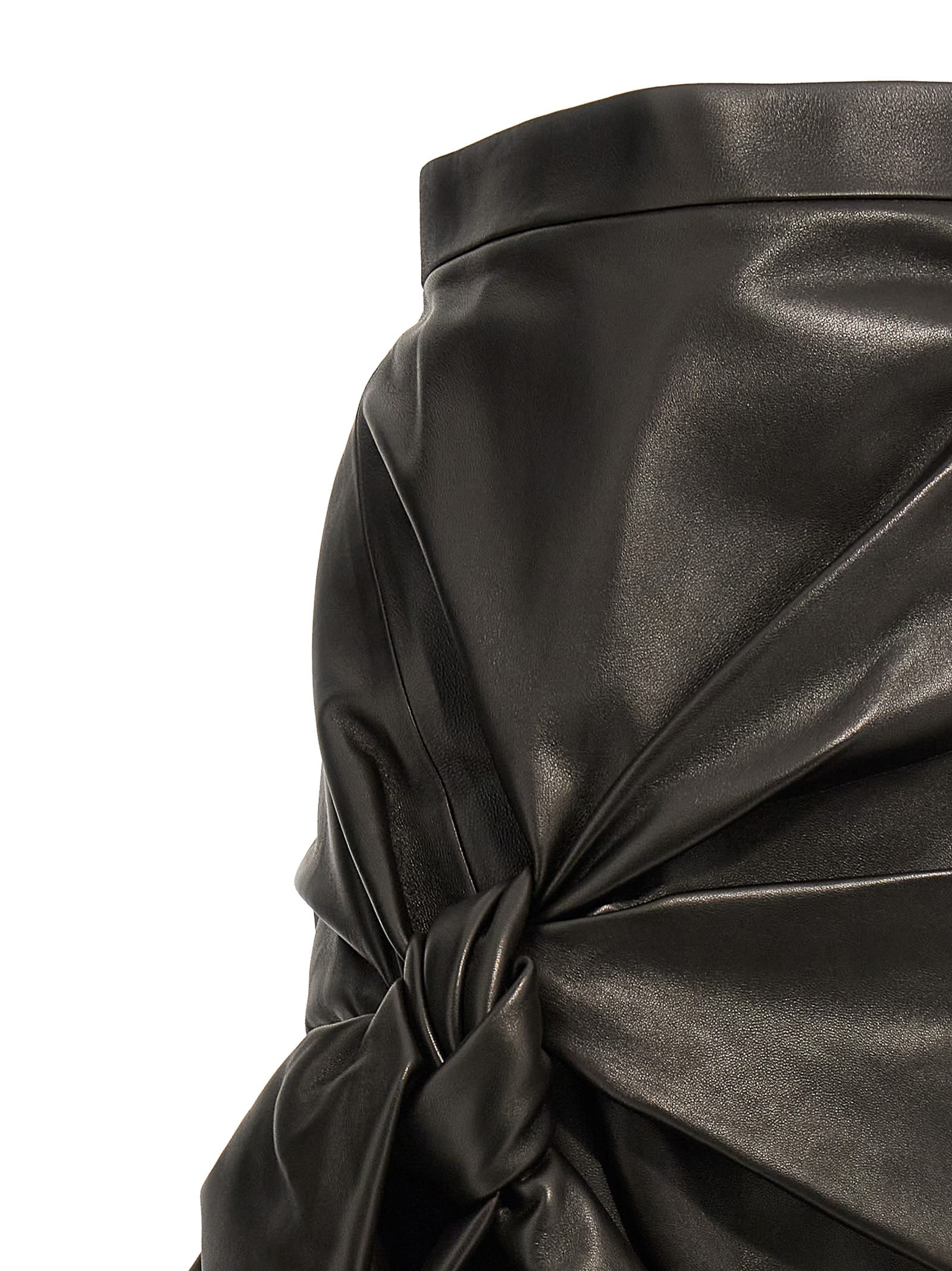 Alexander Mcqueen Bow-detailed Asymmetric Leather Skirt In Black